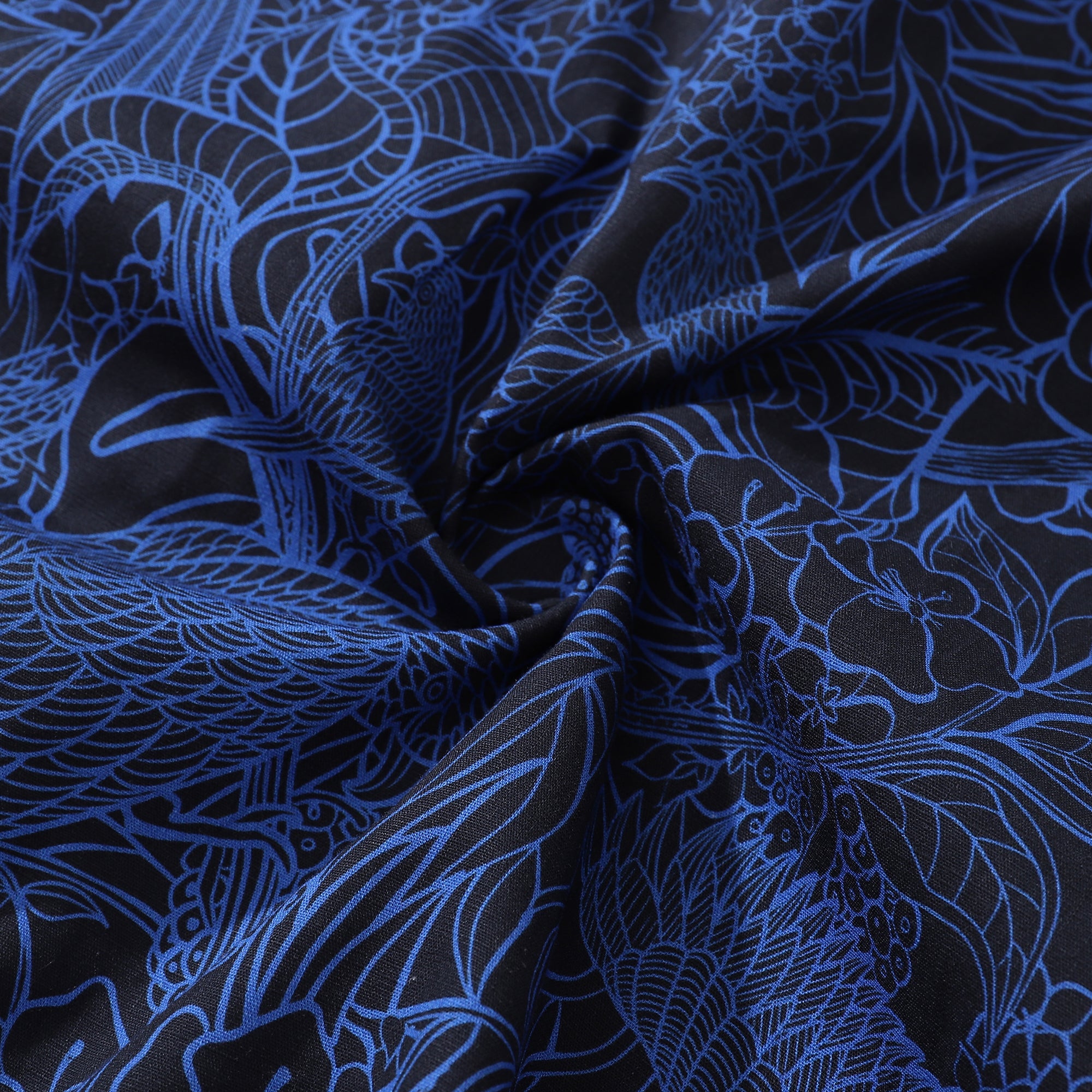 Dark Blue Tropical Hawaiian Shirt For Men Short Sleeve Button-down Shirt 100% Cotton Shirt