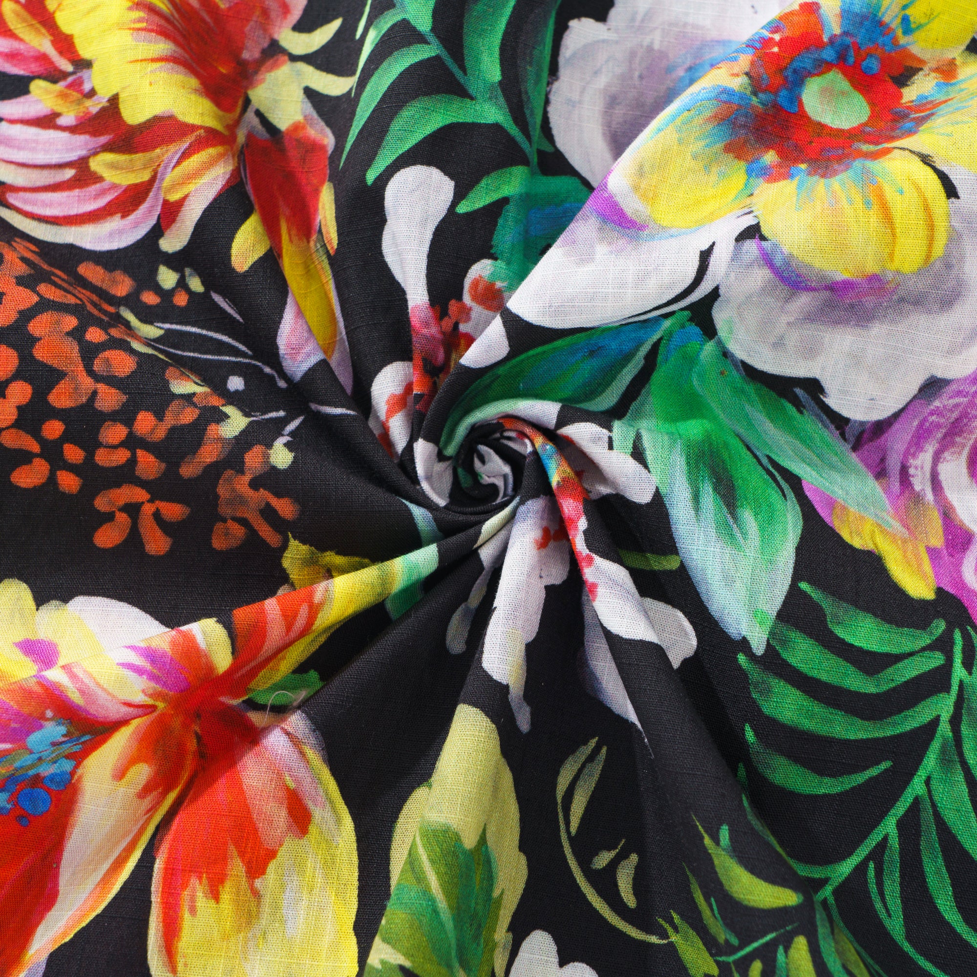 Chemise hawaïenne florale pour homme 100 % coton noire Aloha à manches courtes et à boutons