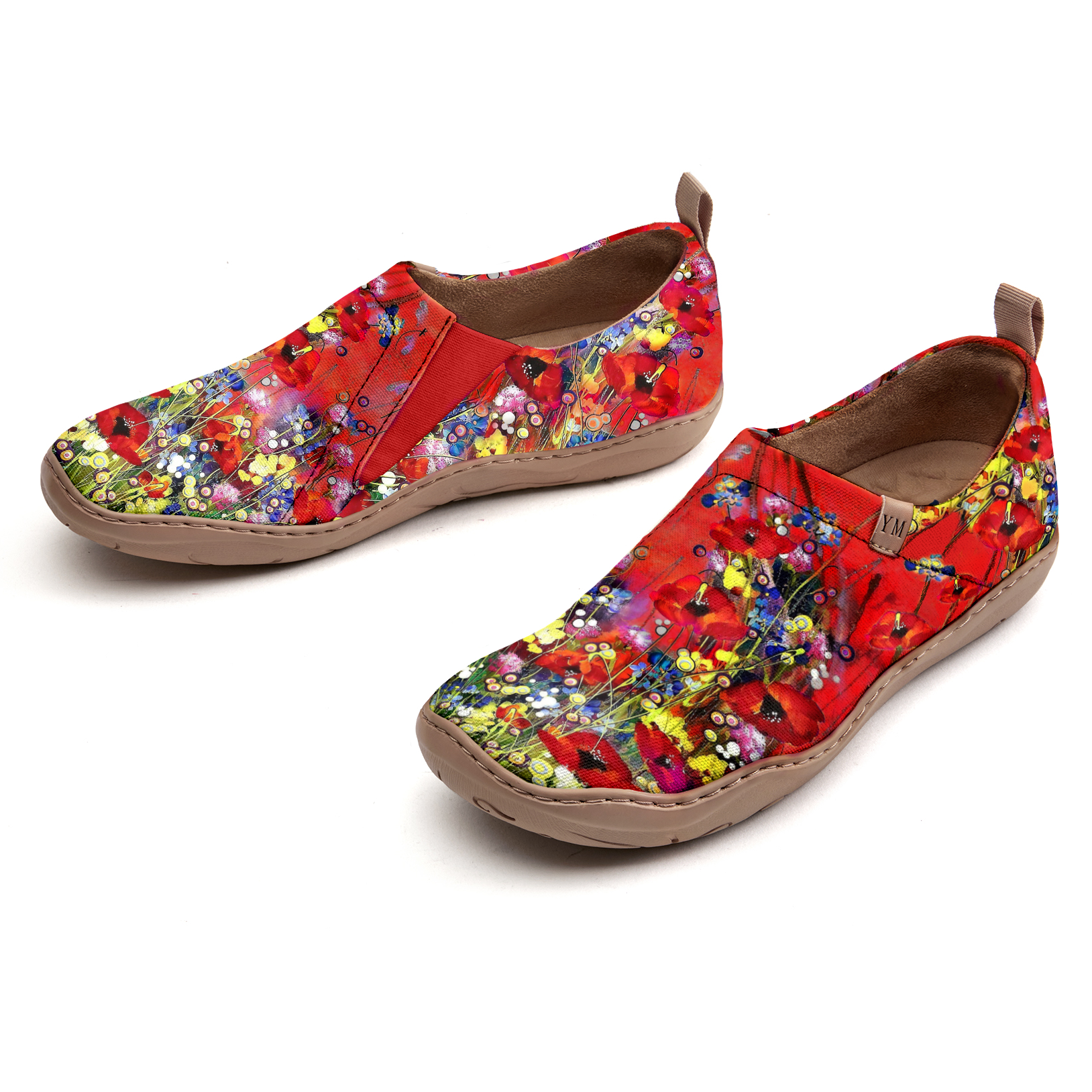Red Wildflower Leather Women's Sandals