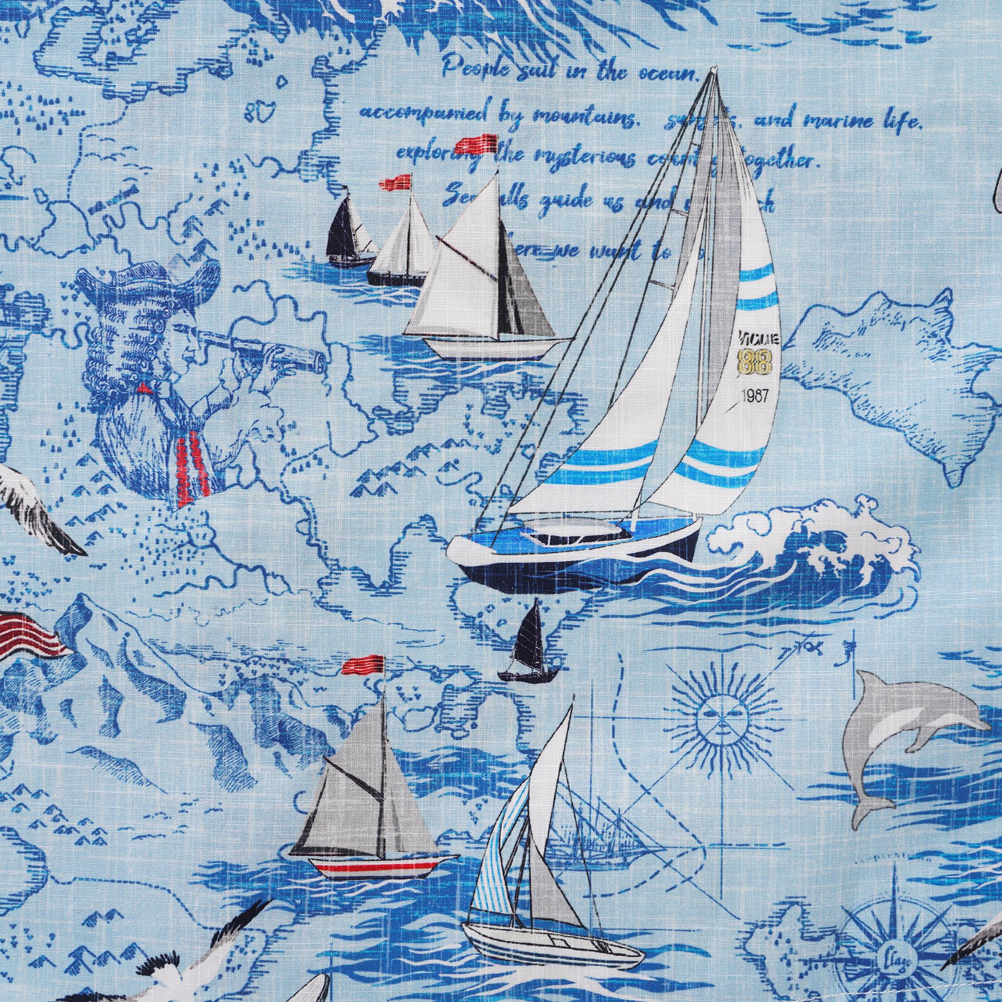 Men's Hawaiian Shirt Short Sleeve Button-down 100% Cotton White Aloha Joyful Ocean