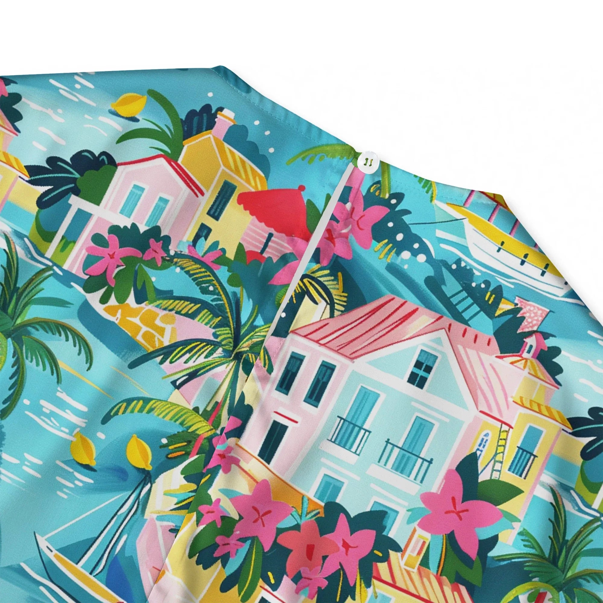 Women's art-inspired blouse with palm and lemon elements