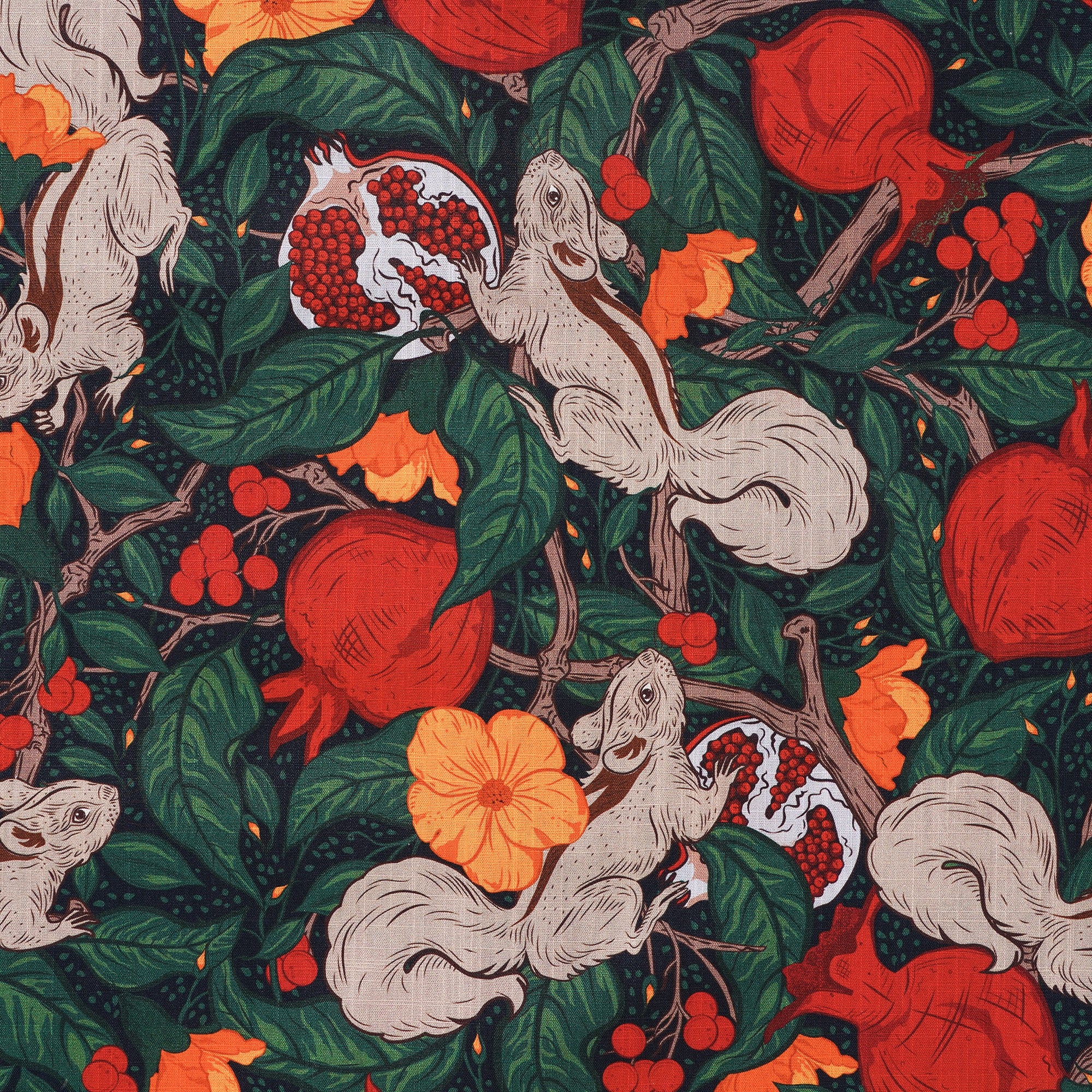 Herren-Hawaiian-Hemd Kurzärmel Button 100% Baumwollgrün Aloha Granatapfelhain von Pallavi Chaudhary