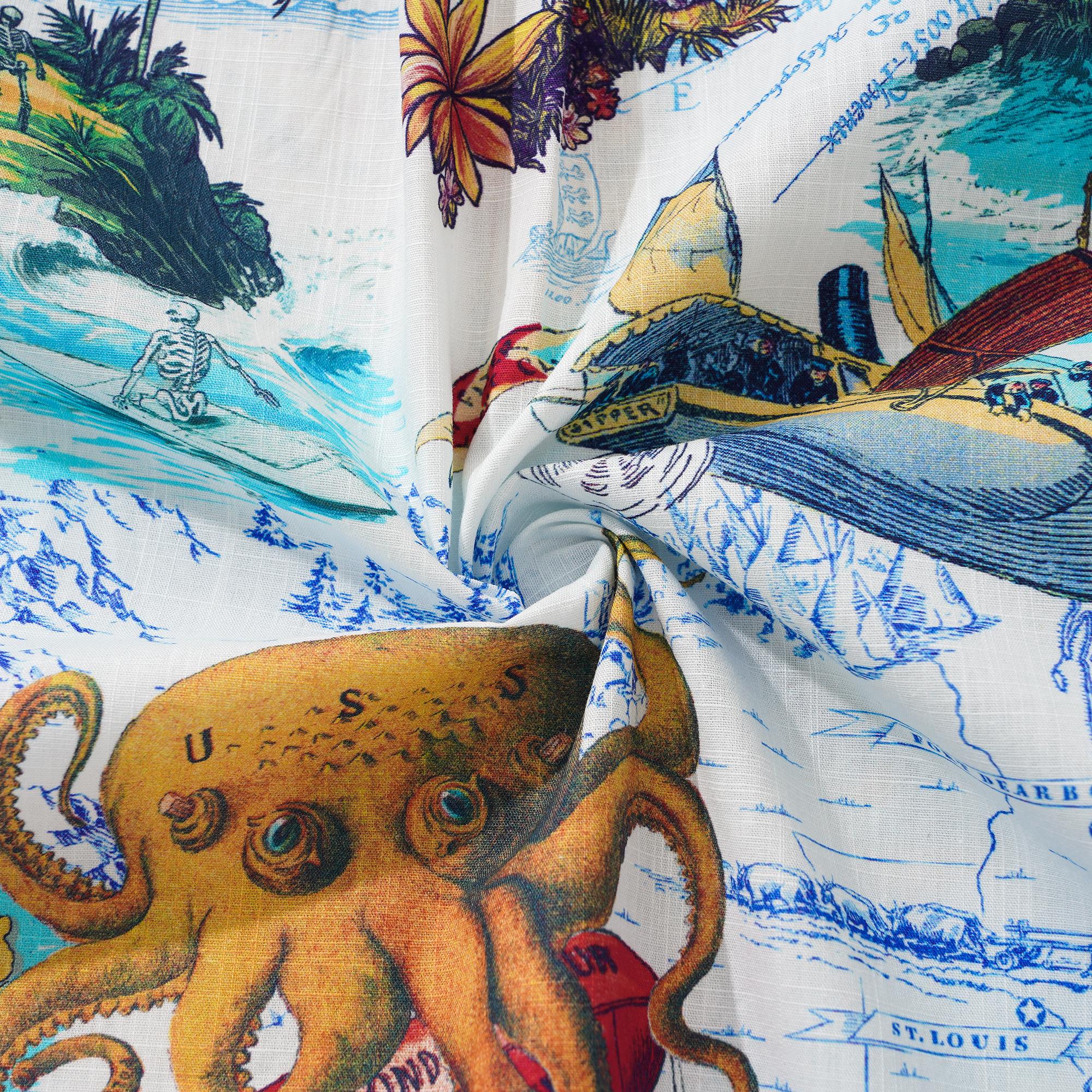 Chemise hawaïenne masculine à manches courtes à manches courtes 100% coton bleu Aloha Ocean Dreamer