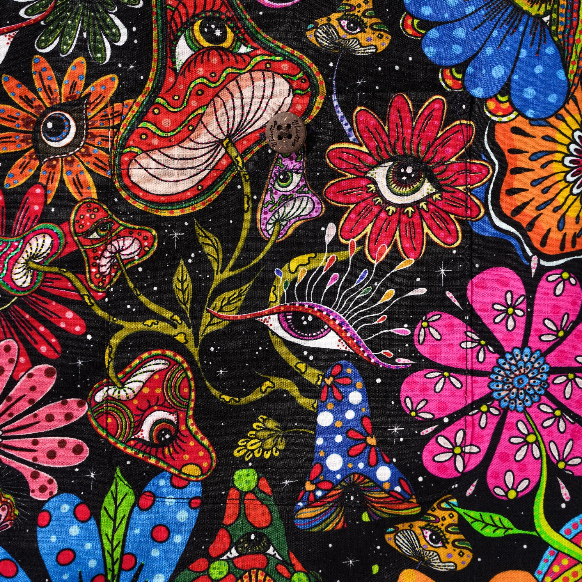 Men's Hawaiian Shirt Short Sleeve Camp Collar 100% Cotton Yellow Aloha Psychedelic Starry Hippie