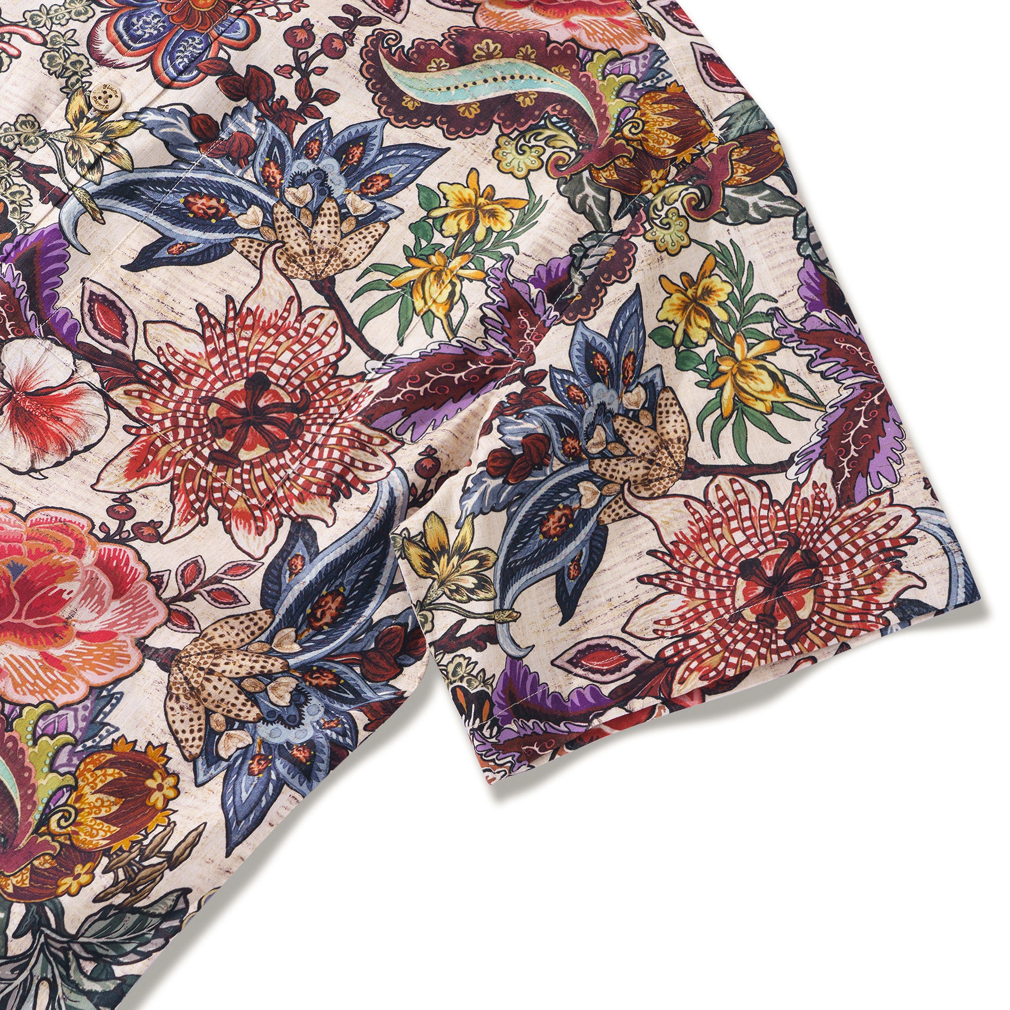 Rotes Blumen-Hemd mit Knöpfen Hawaiianisches Hemd für Herren 100% Baumwolle Kurzarm Aloha-Hemd