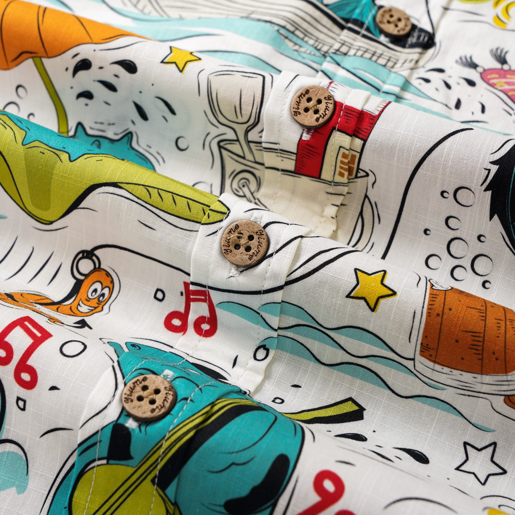 Men's Hawaiian Shirt Short Sleeve Button-down 100% Cotton Blue Aloha Fintastic Vacation By Pallavi Chaudhary