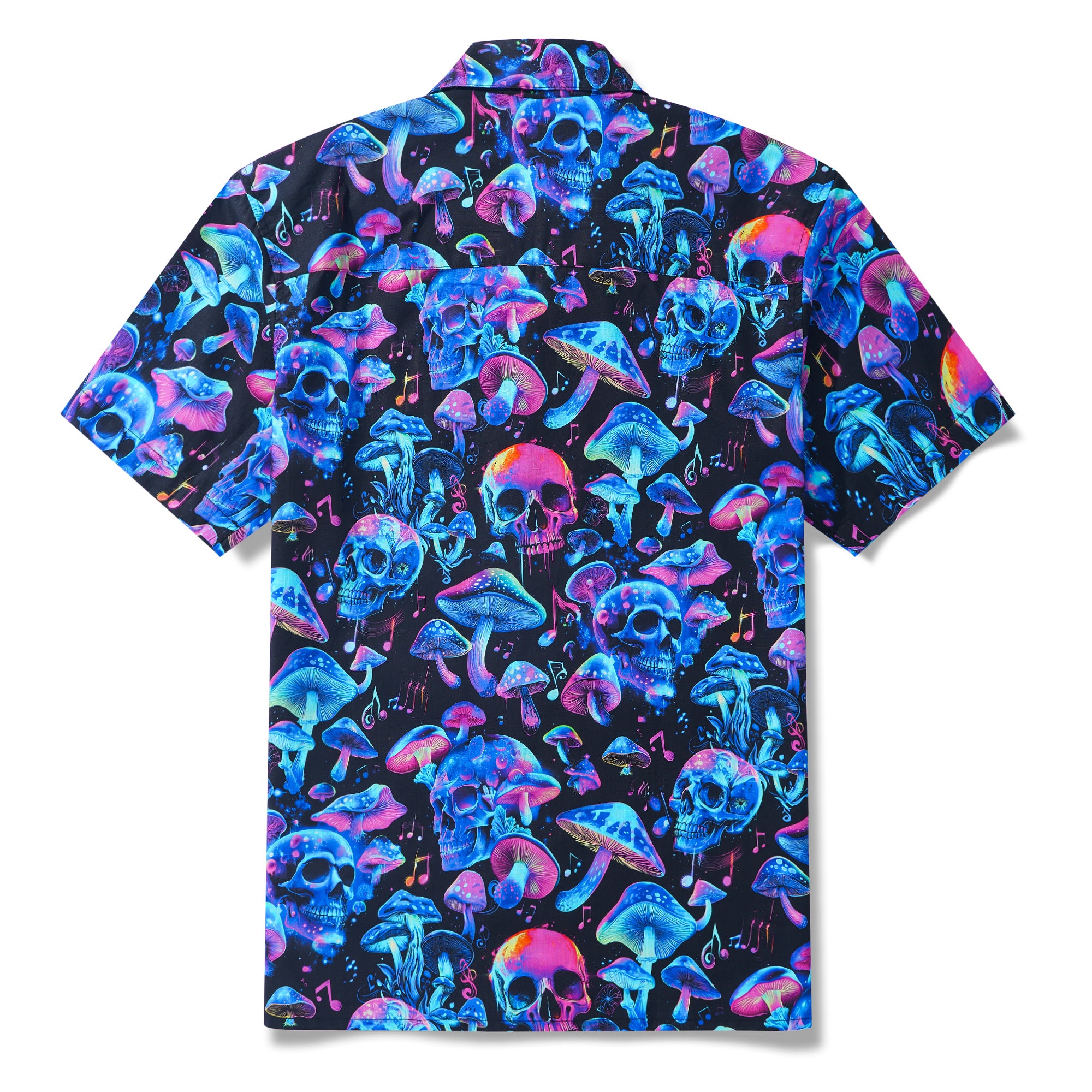 Herren Hawaii-Hemd Kurzarm Camp-Kragen 100% Baumwolle Blau Aloha Psychedelischer Groove