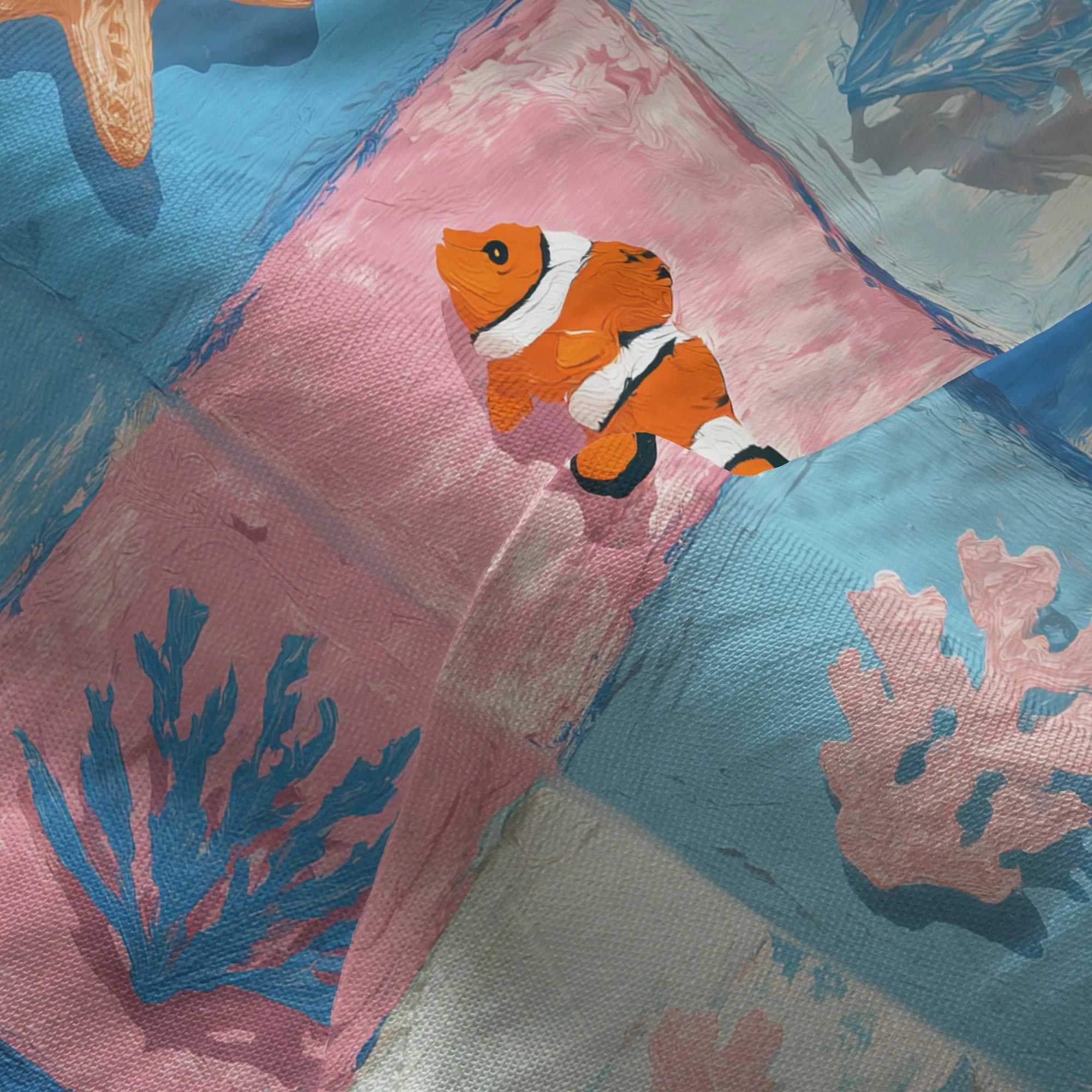 Detail of coral and fish design on Women's Ankle Pants