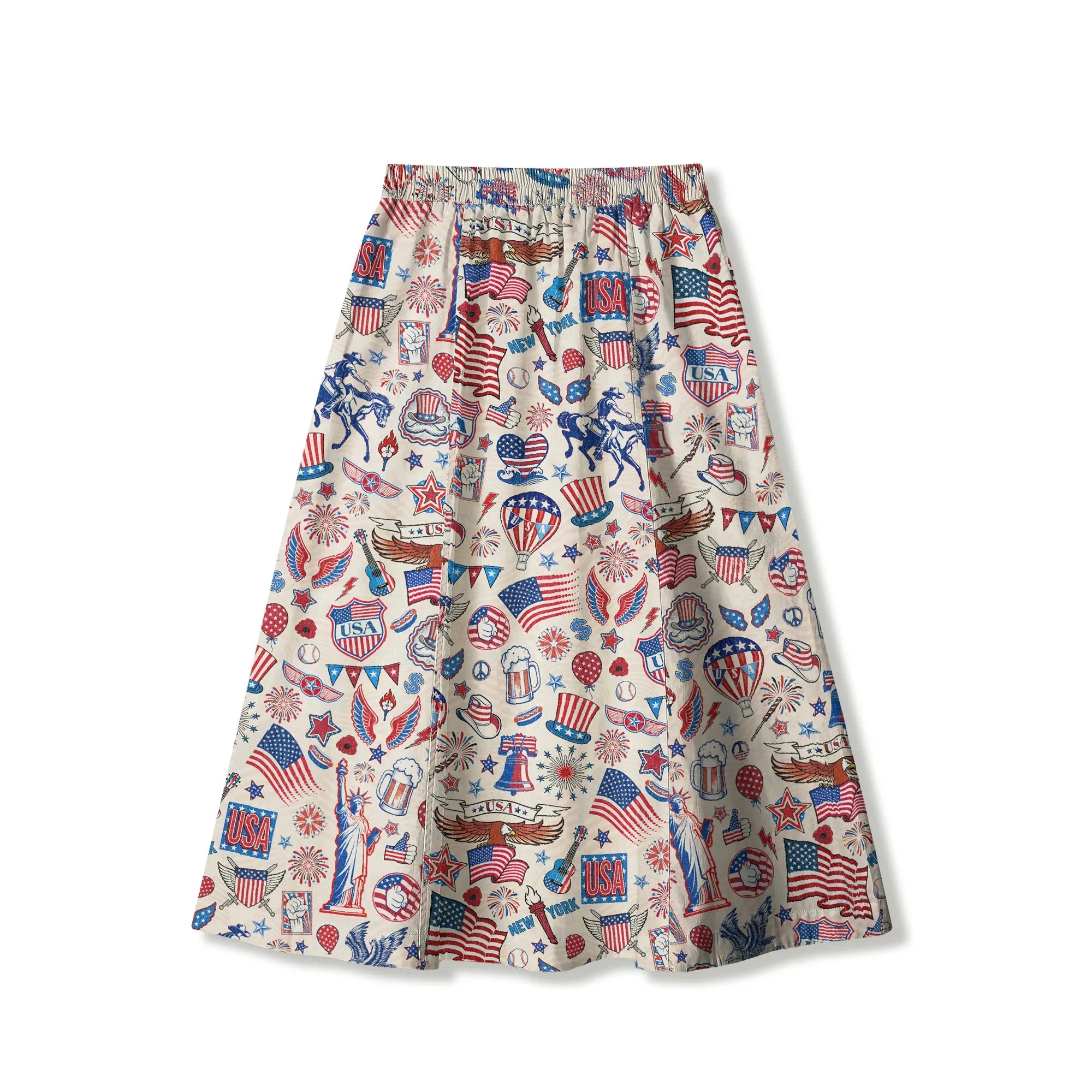 Women's skirt with pockets, 100% cotton, patriotic design