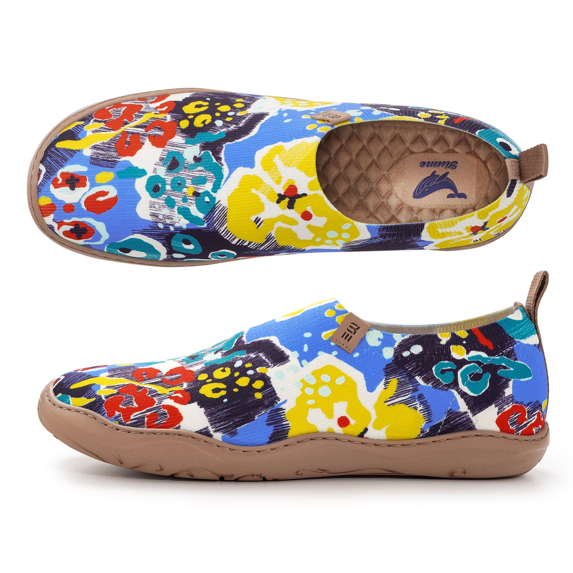 Yiume Women's Art Slip-On Shoes Comfortable Breathable Knit Casual Blue Coral Reef Footwear Stylish Blue Coral Reef Women's Shoes