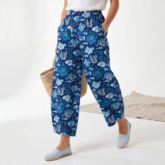 Blue Coral Aloha women's ankle pants, lyocell linen blend