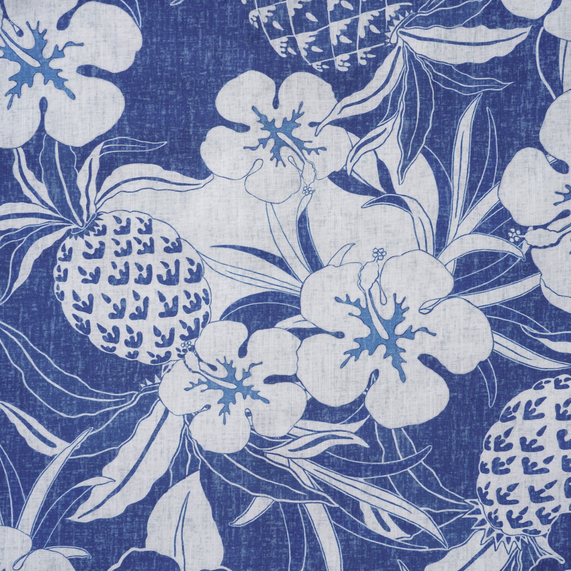 Yiume Blue Tropical Hawaiian Shirt For Men Short Sleeve Button-down Cotton Aloha Pineapple Shirt