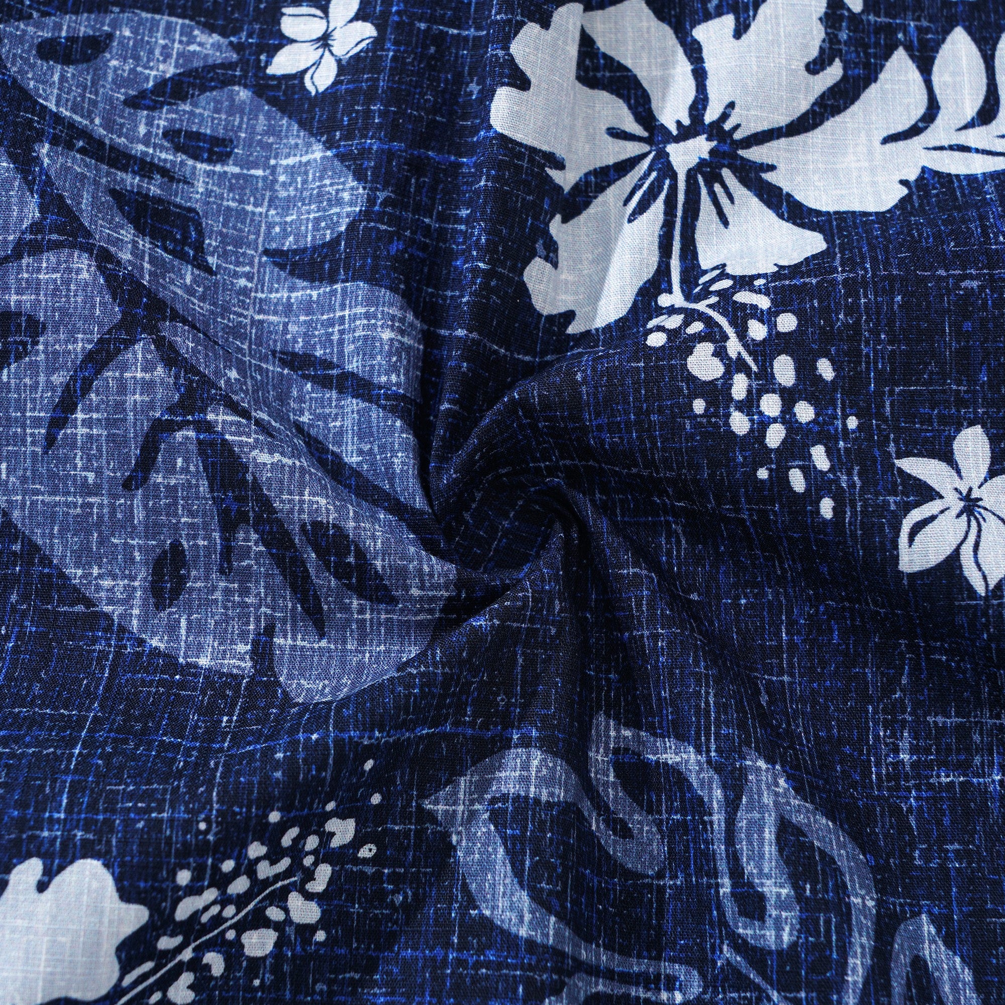 Tropisches hawaiianisches Hemd für Männer atmungsaktives Hemd Blaues kurzärmeliges Knopffalten-Falten-Hemd