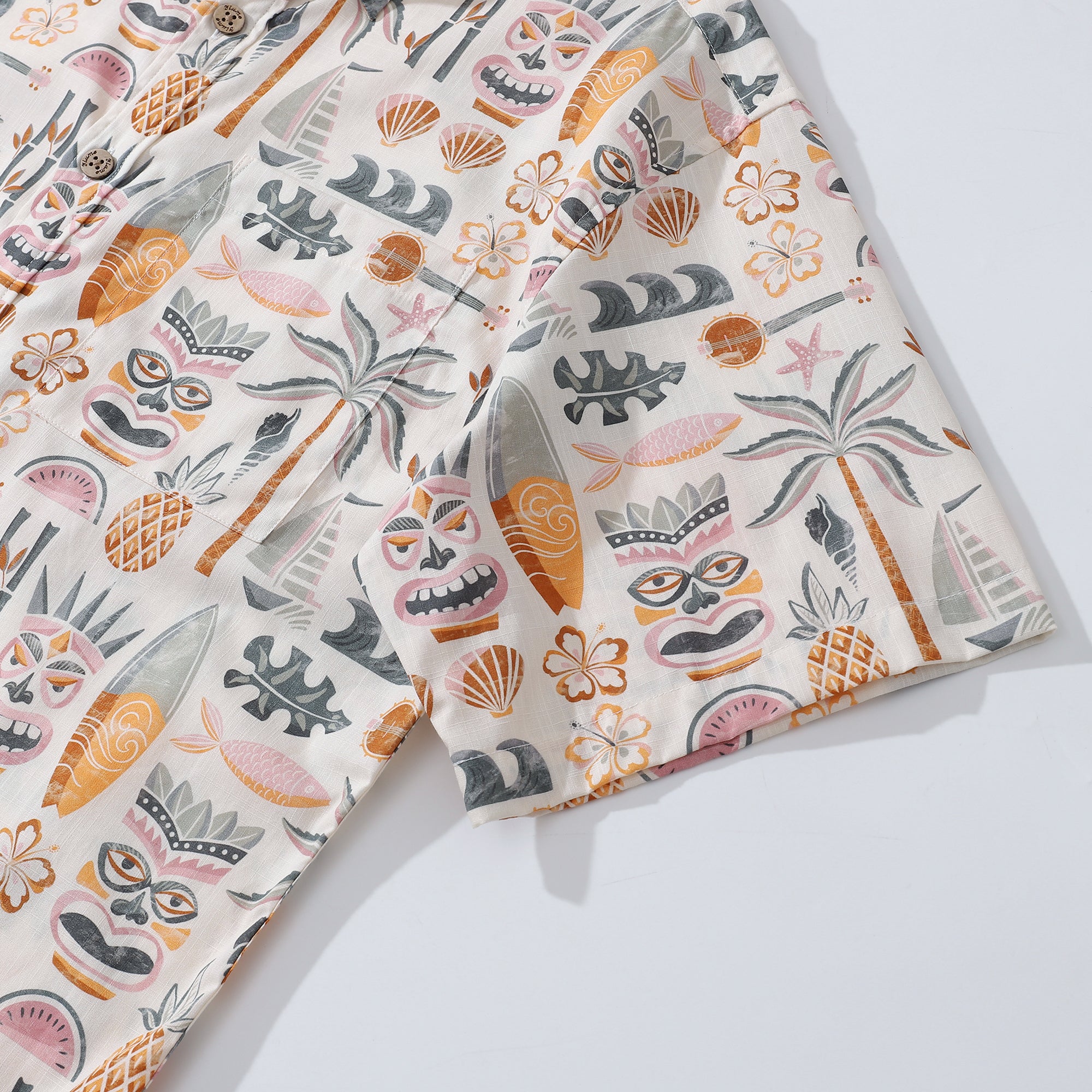 Fashion Hawaiian Shirt For Men Tiki Beach By House of Haricot Button-down Shirt Short Sleeve 100% Cotton Shirt