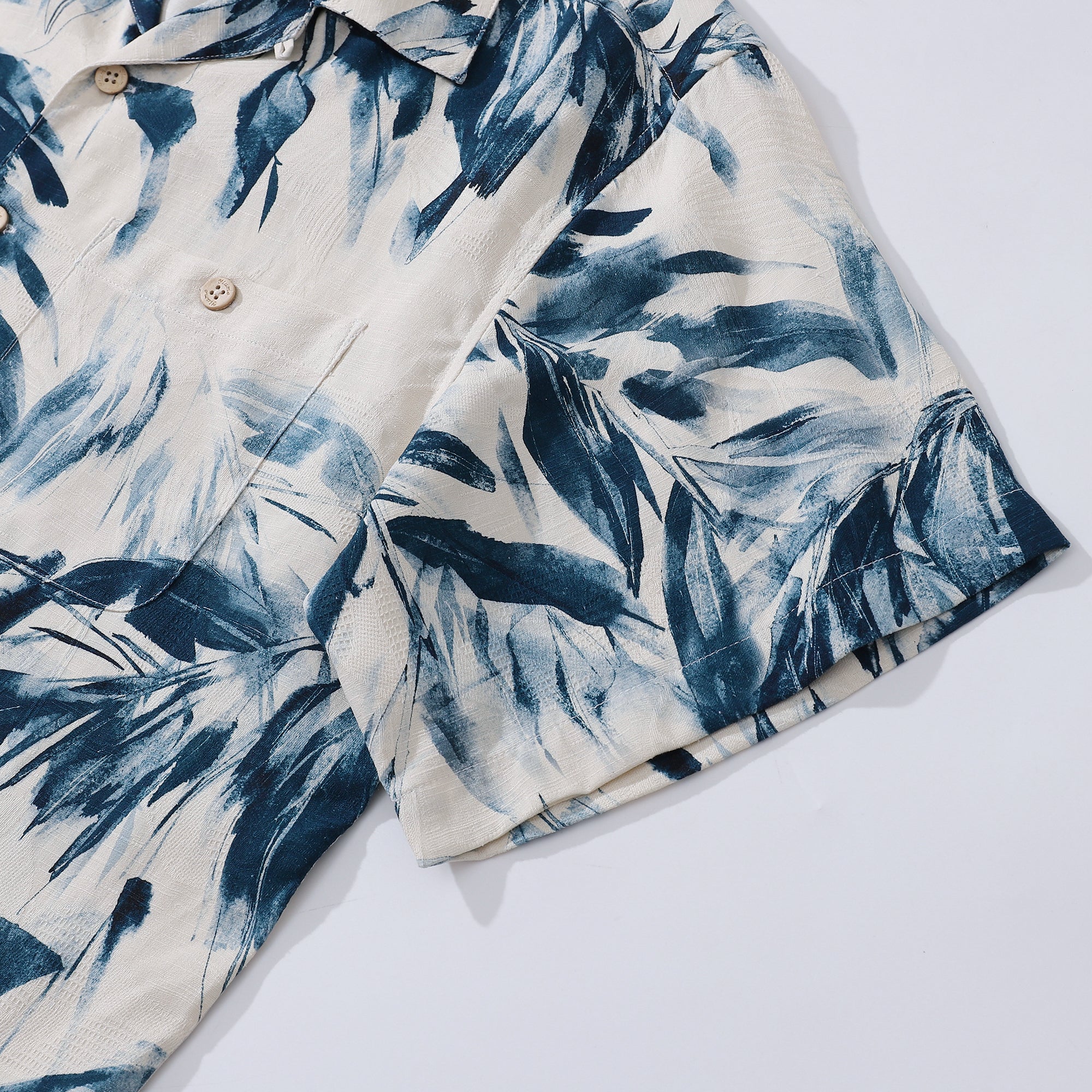 Men's Silk Hawaiian Shirt Painting Bamboo Leaves Print Camp collar Short Sleeve Aloha Shirt - Silk