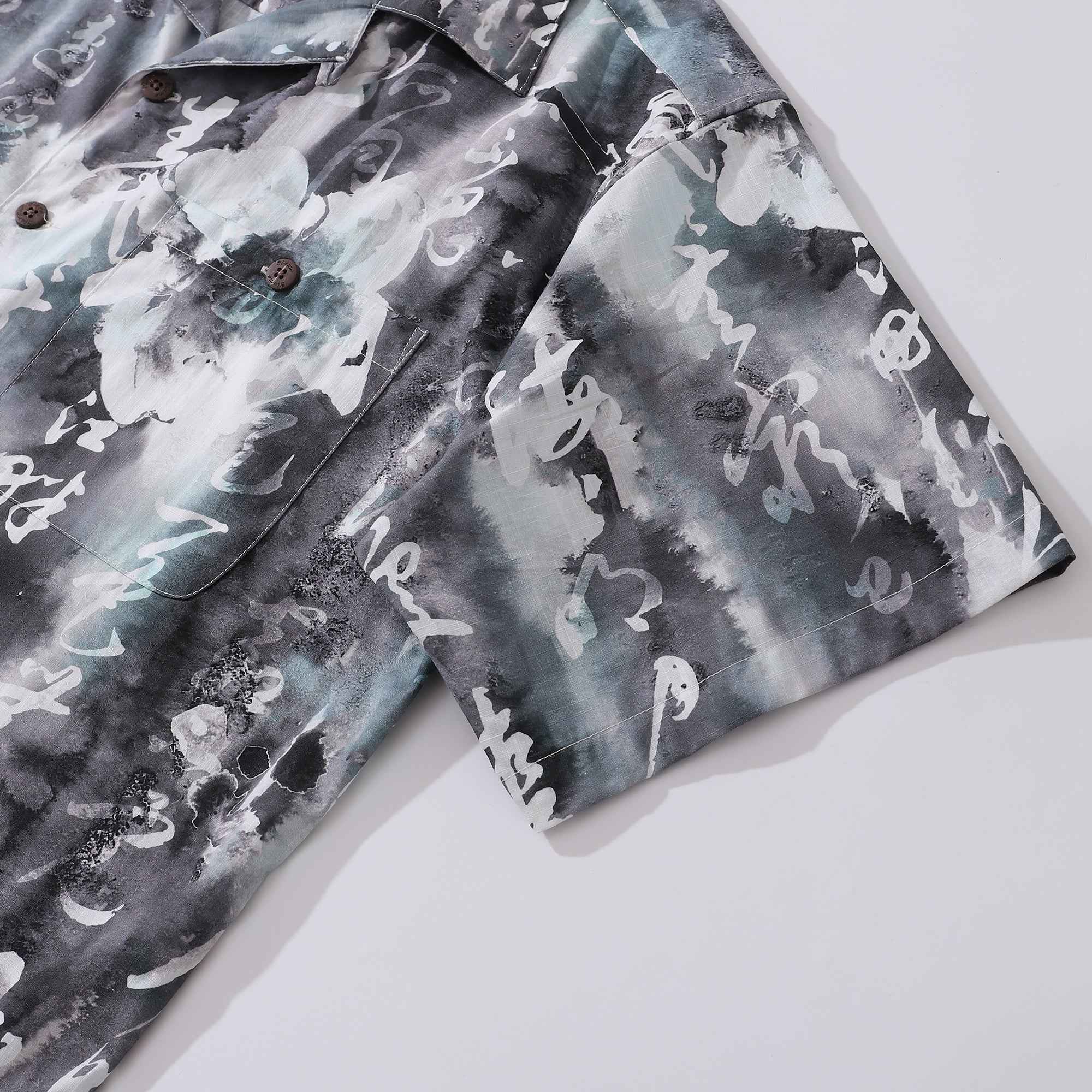 Chemise hawaïenne designer pour hommes, chemise en peinture à l'encre chinoise, 100 % coton, chemise à col camp.