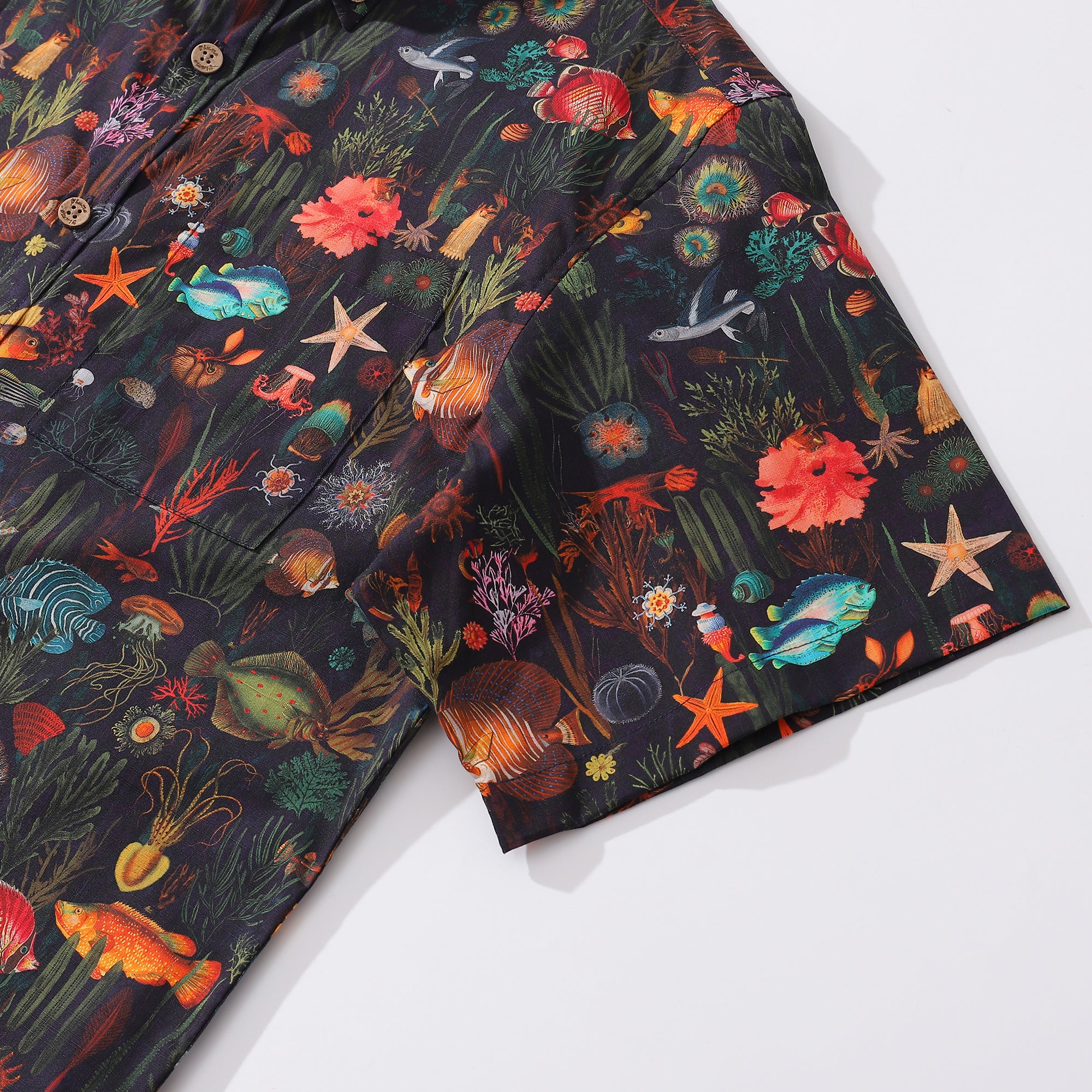 Chemise hawaïenne noire pour hommes, chemise à boutons, chemise de pêche à manches courtes, 100 % coton.