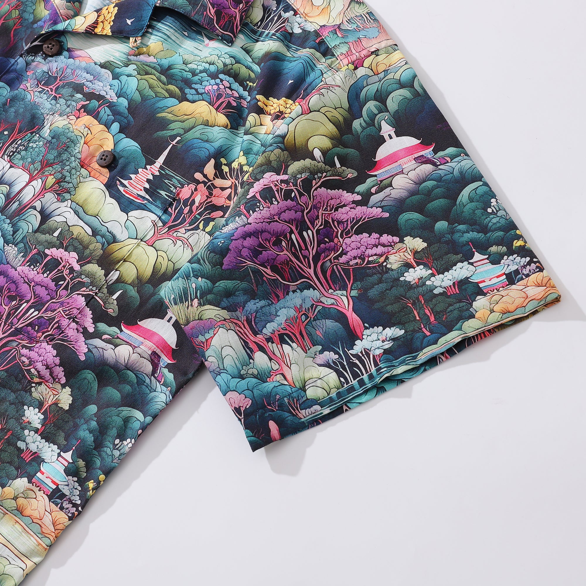 Hawaiian Shirt For Men Secret Garden Shirt Camp Collar 100% Cotton