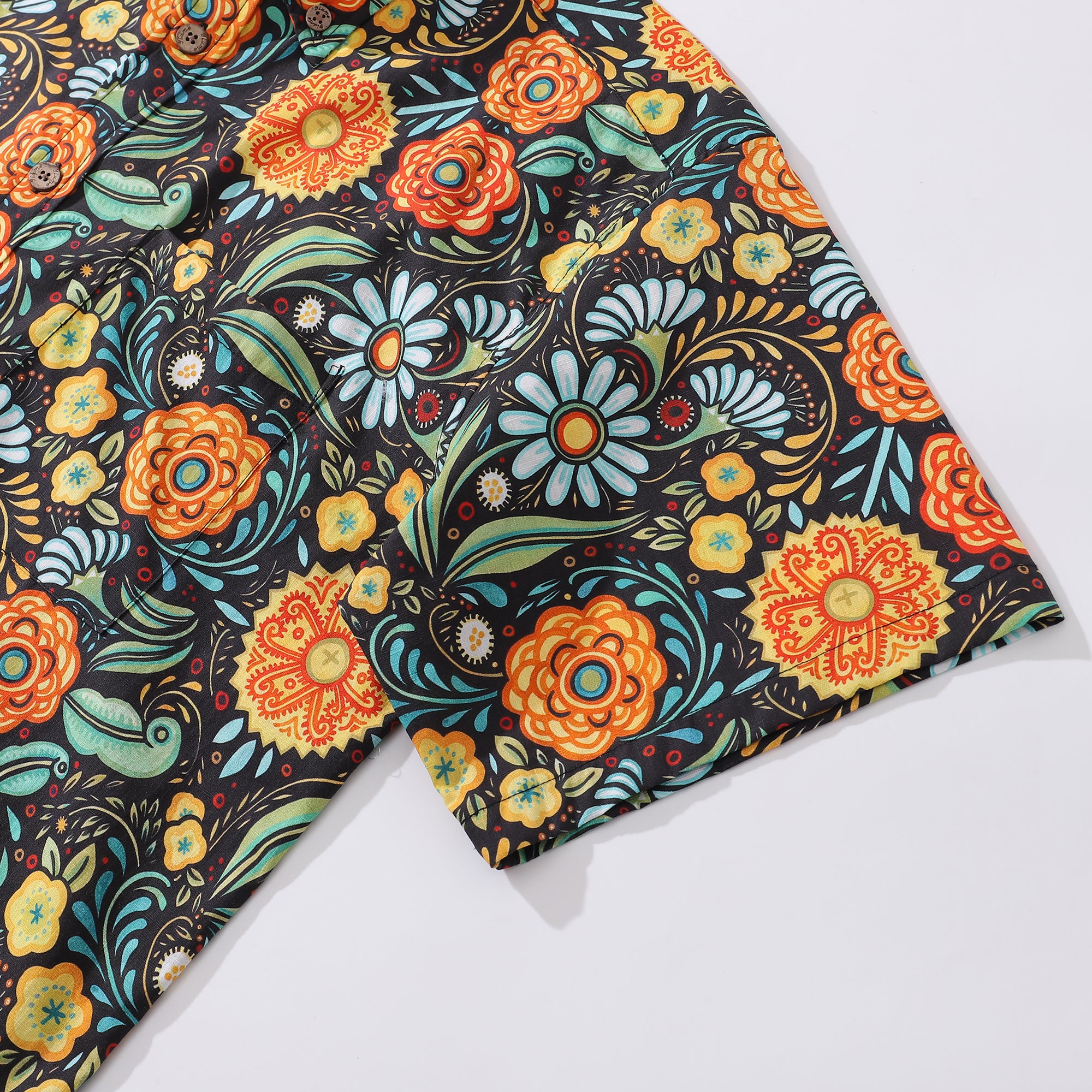 1950er Jahre Hawaiian Shirt für Männer Blüten Knopf-down Shirt Kurzarm 100% Baumwolle Shirt