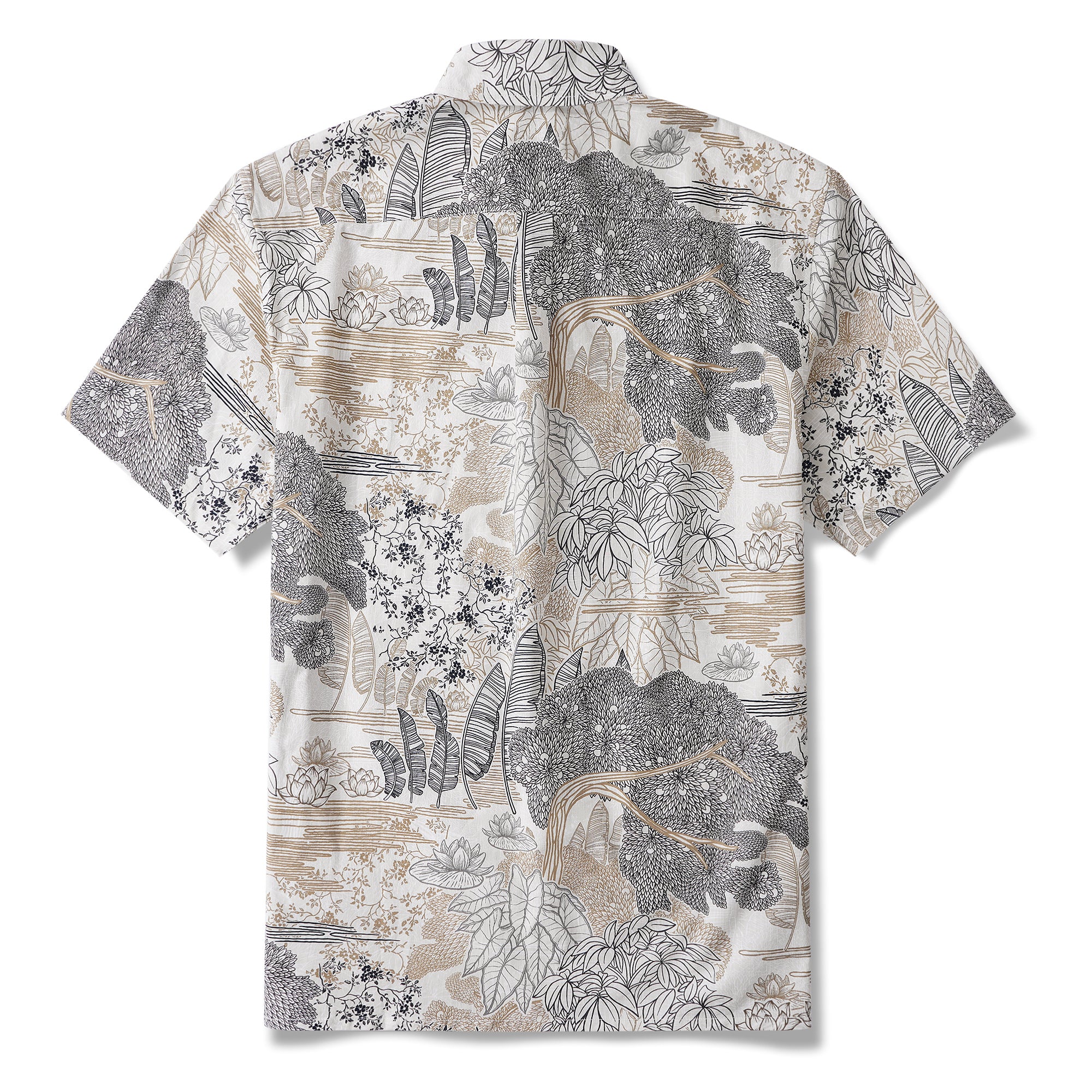 Chemise à manches courtes en coton 100% pour homme, marron Aloha hawaïenne