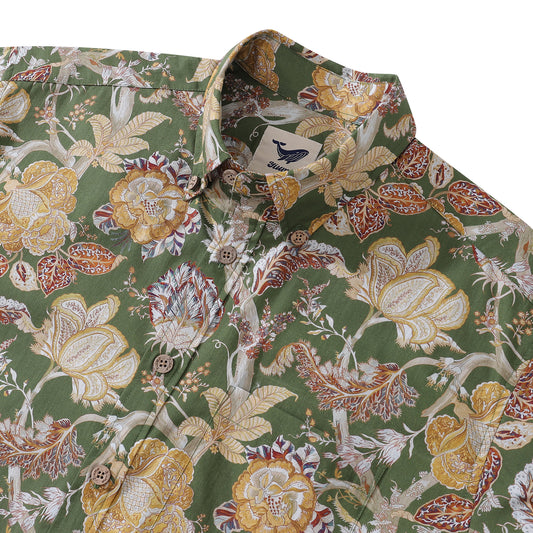 Hawaiian Hemd für Männer Chintz Charme von GND Art Studio Button-Down-Shirt Kurzarm 100% Baumwollhemd