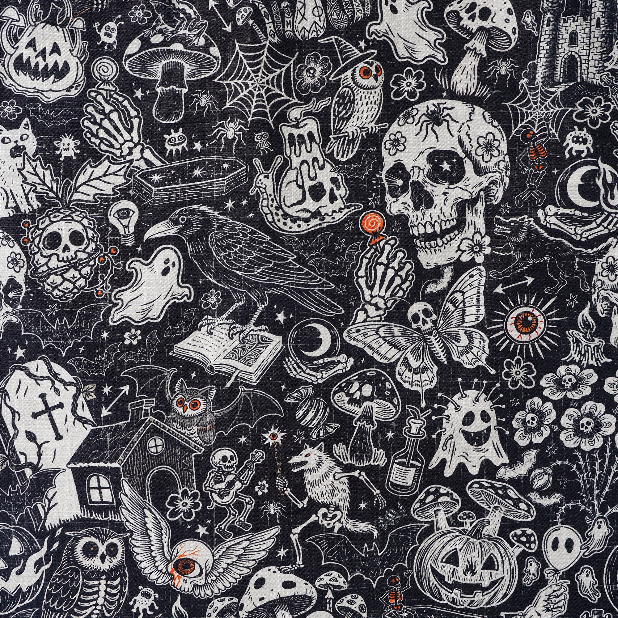 Men's Halloween Shirt Skull Hawaiian Shirt Short Sleeve Camp Collar 100% Cotton Black Halloween Bash