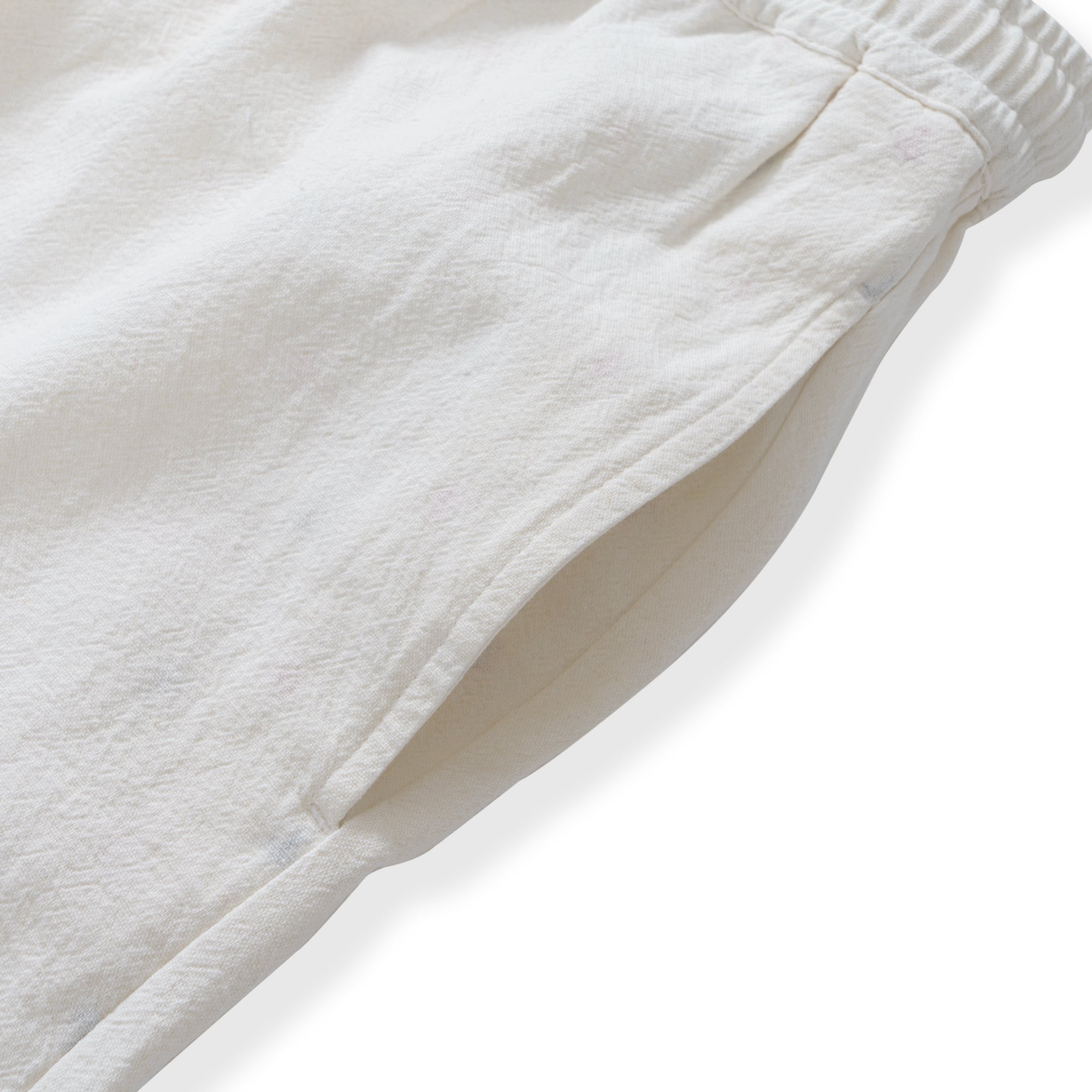 Shorts en Lin pour Hommes Mi-Haut Droits Bermuda 8-10 Pouces 5 Poches - Version BLANCHE 3.0