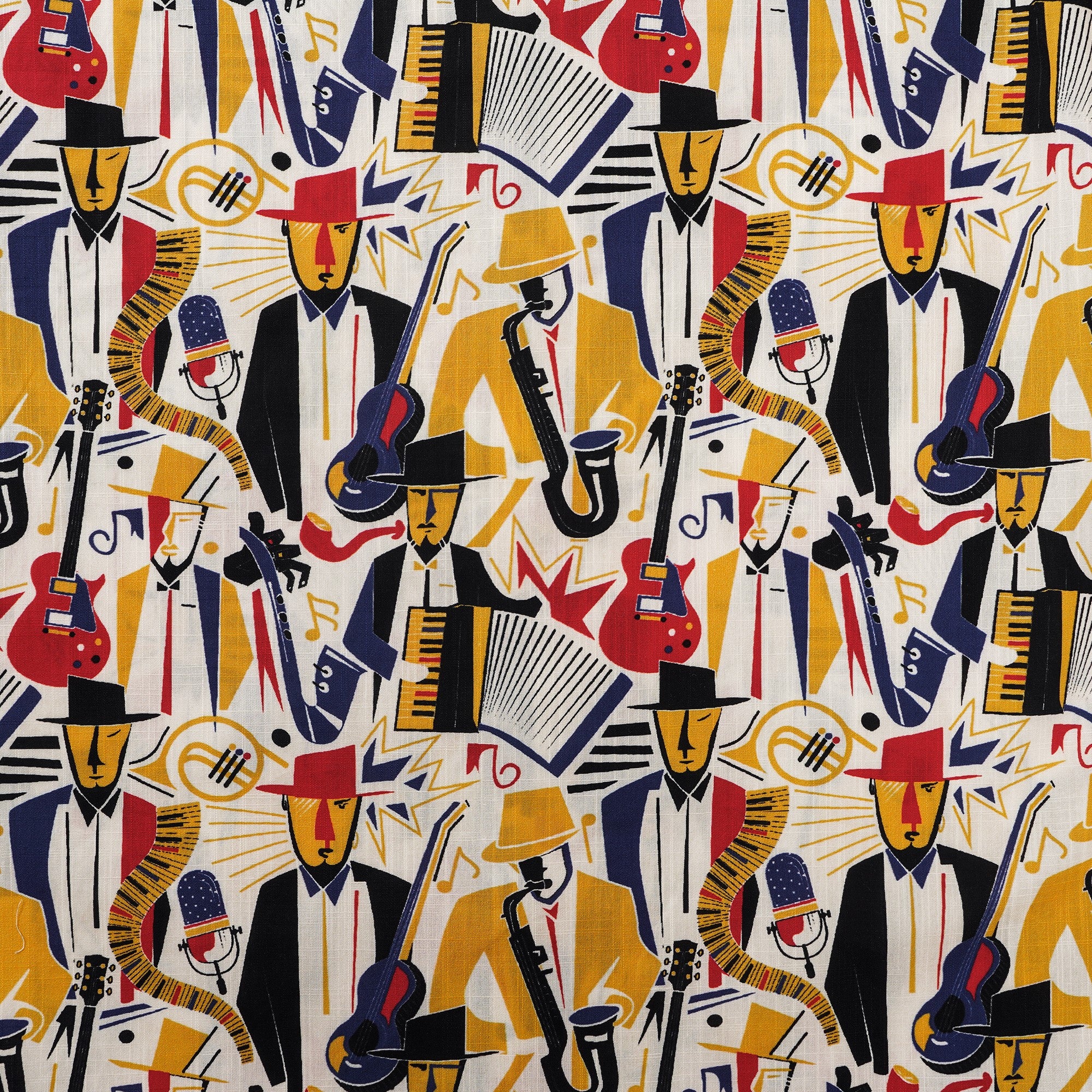 Men's Hawaiian Shirt Short Sleeve Camp Collar 100% Cotton Yellow Aloha Joyful Jazz By Pallavi Chaudhary