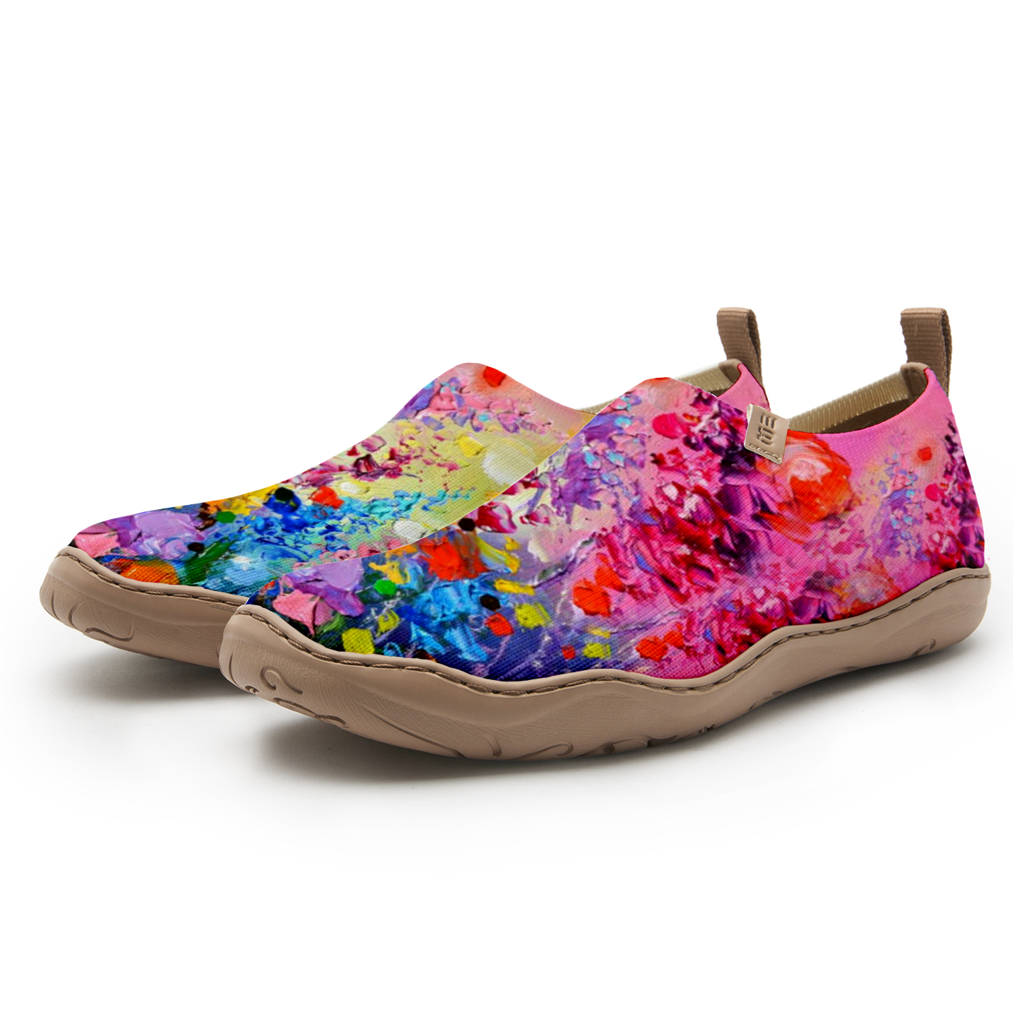 Yiume Frauenkunst Slip-on-Schuhe bequeme atmungsaktive Strick-Freizeitschuhe, Pastellblatt Ozeanblüte
