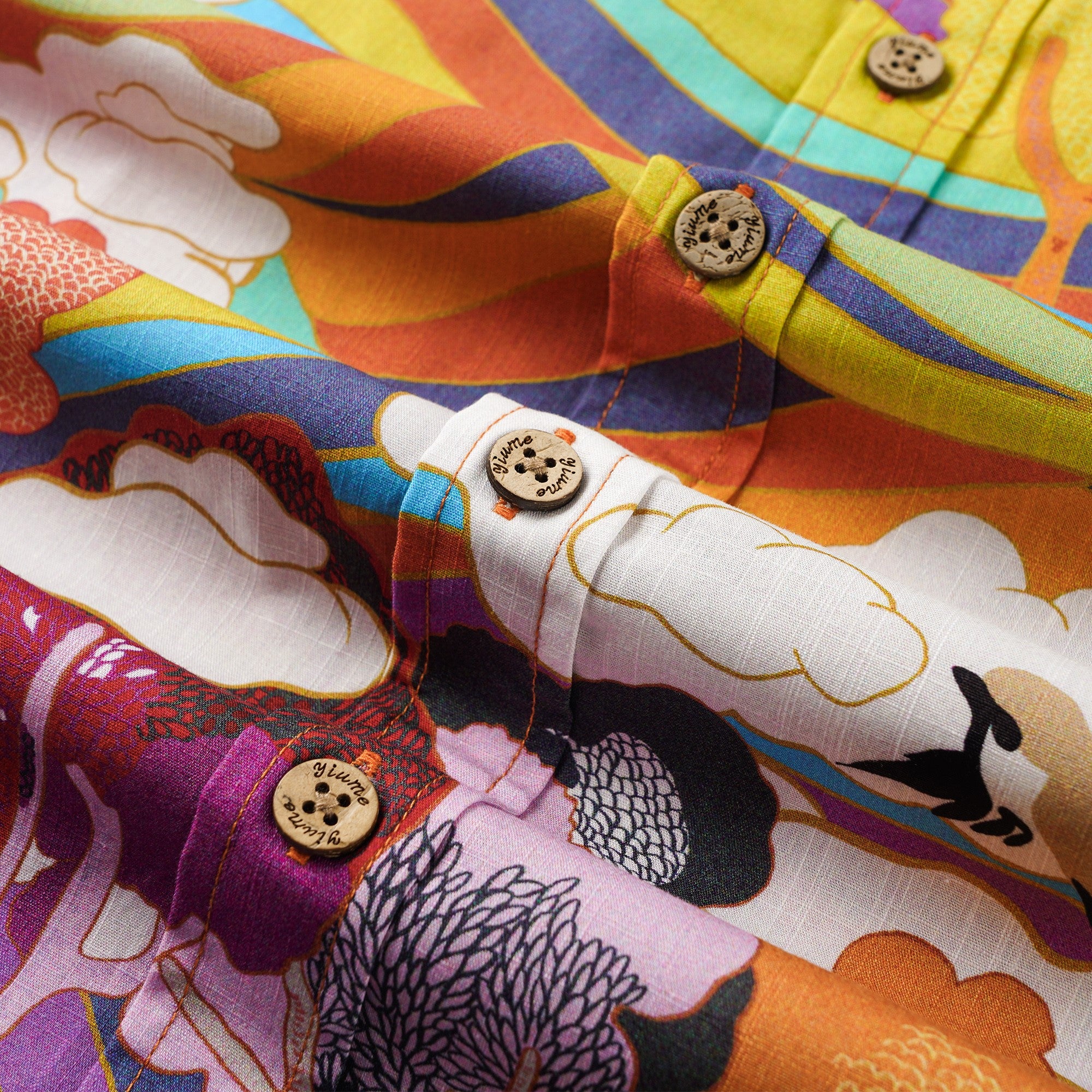 Men's Hawaiian Shirt Short Sleeve Button-down 100% Cotton Aloha Rainbow Mountain