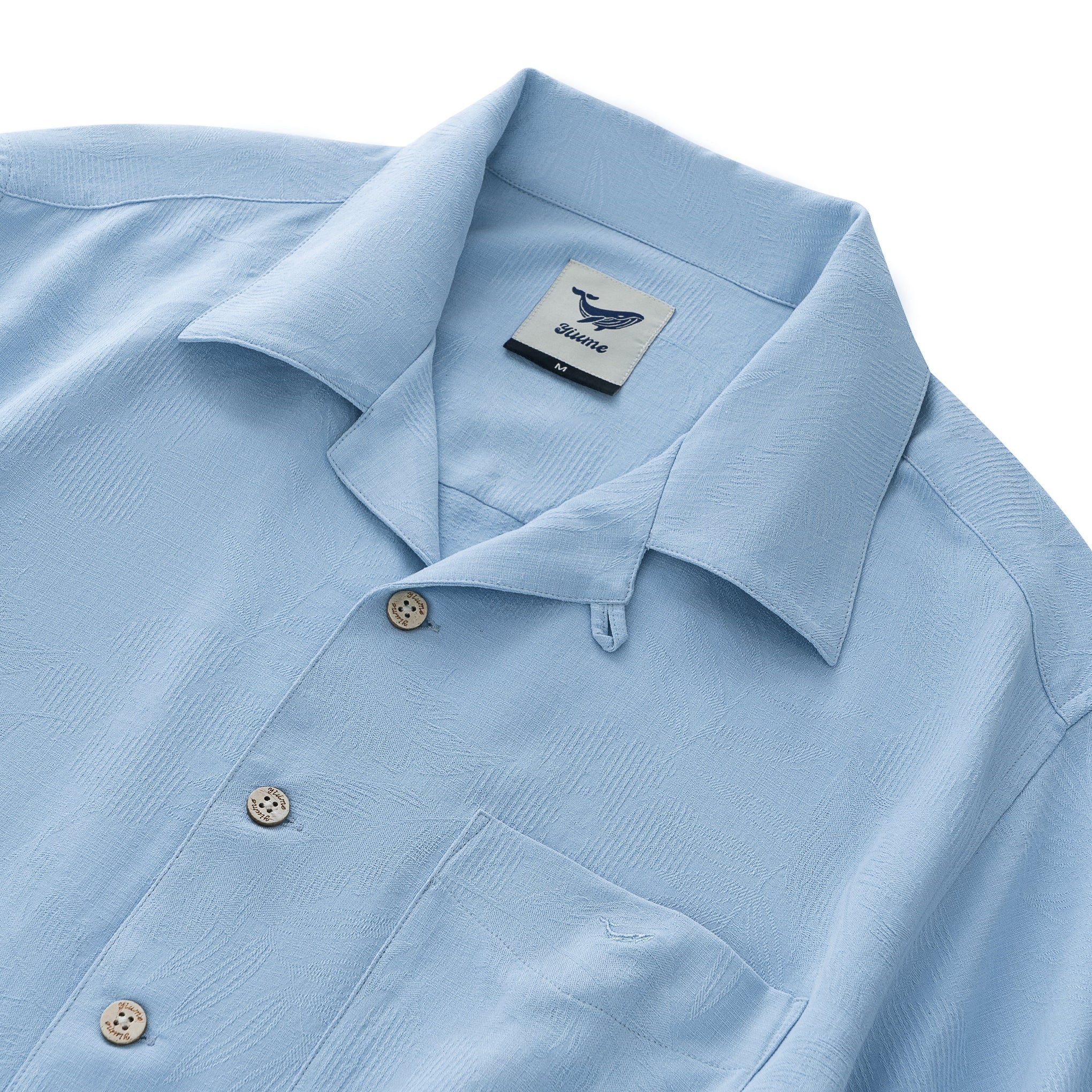 Hawaiian Shirt für Herren Seiden-Jacquard Camp-Kragen - See-Blau