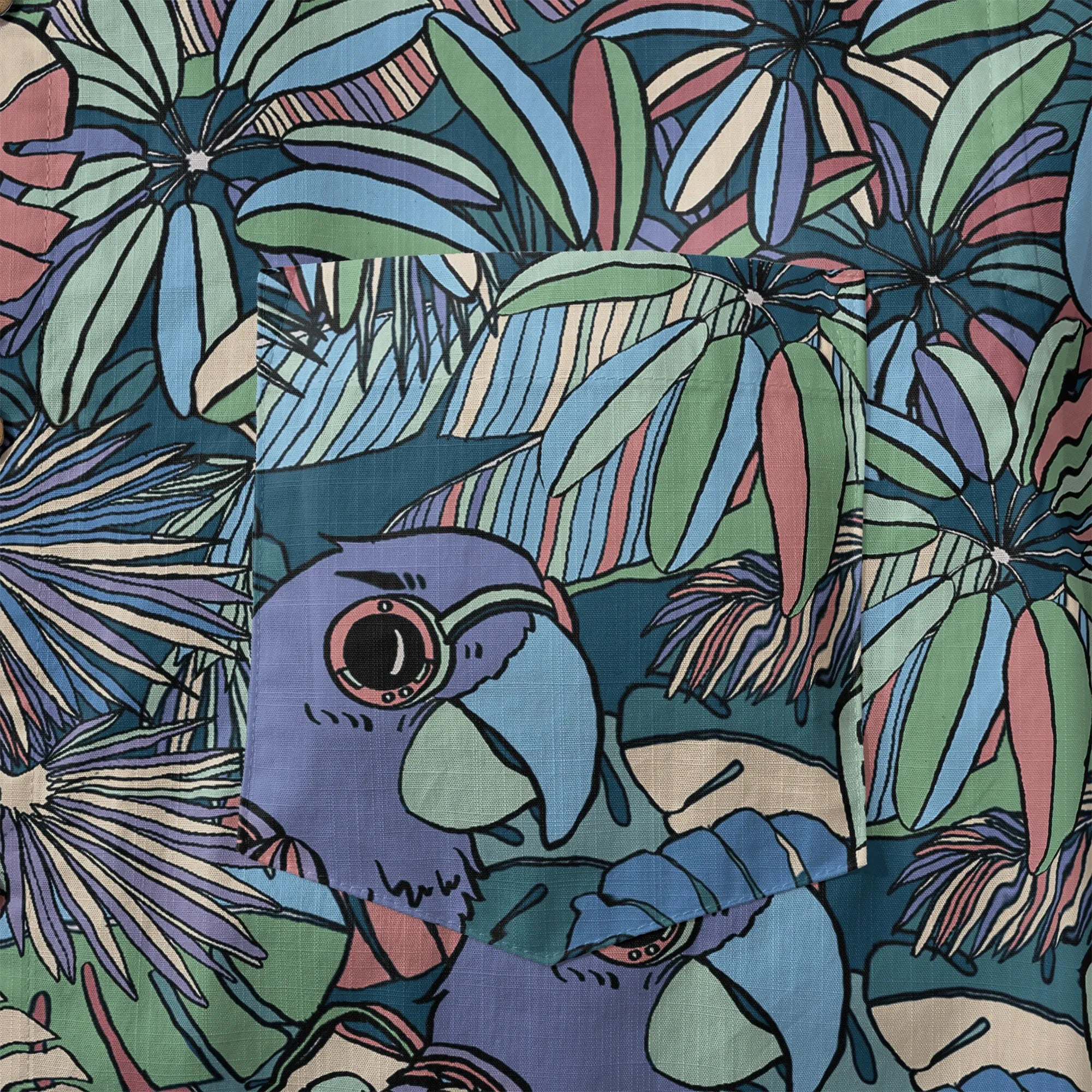 Tropical jungle themed shirt for men, 100% cotton