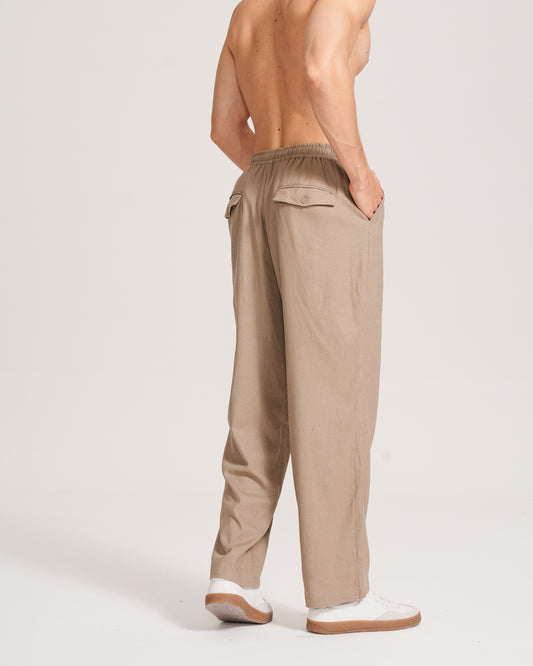 Linen Pant For Men Versatile Linen 5-Pocket Long Pants (Brown) 5-pocket Long Pants - Brown