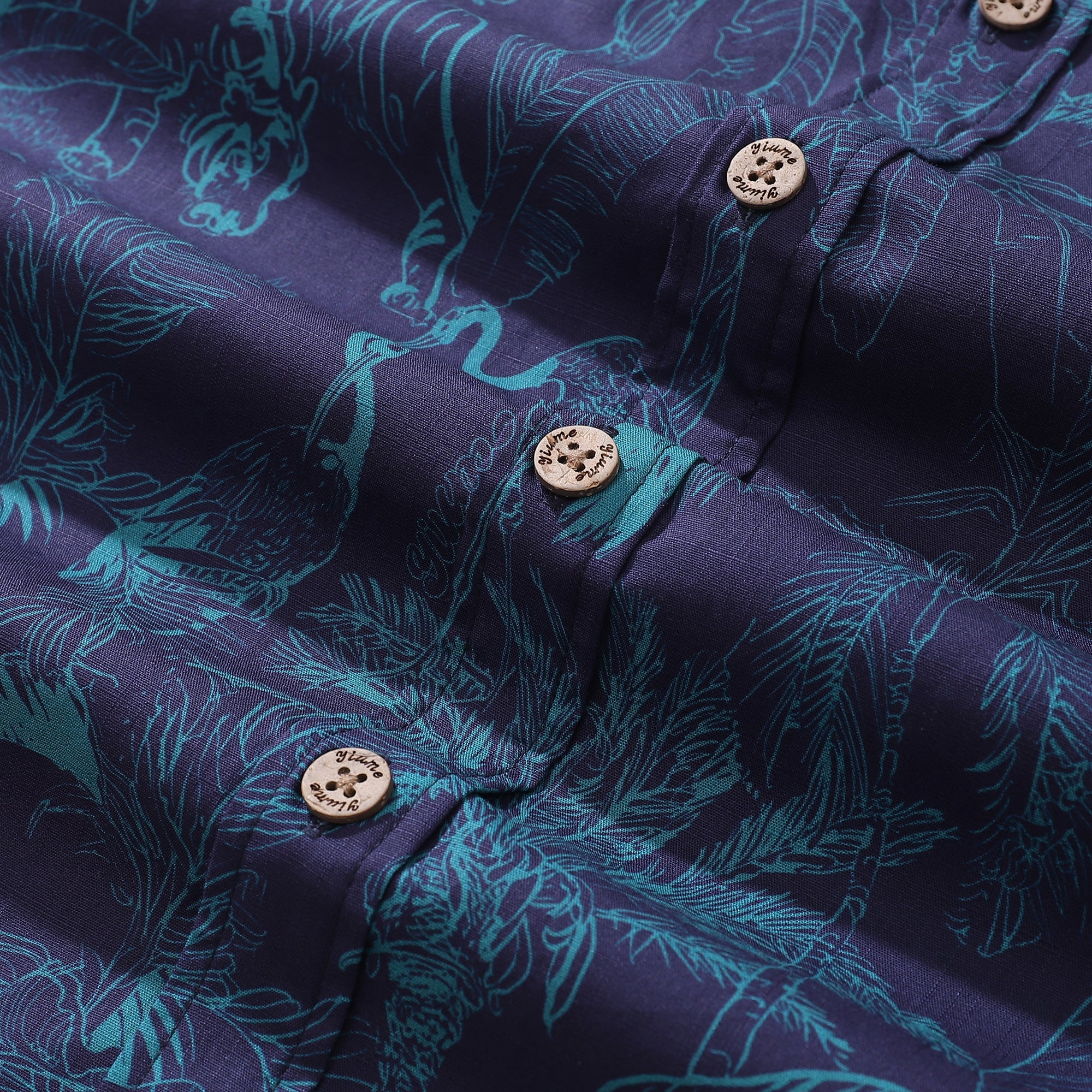 Deep Blue Hawaiian Shirt For Men Tropical Button-down Shirt Short Sleeve 100% Cotton Shirt Mysterious Jungle