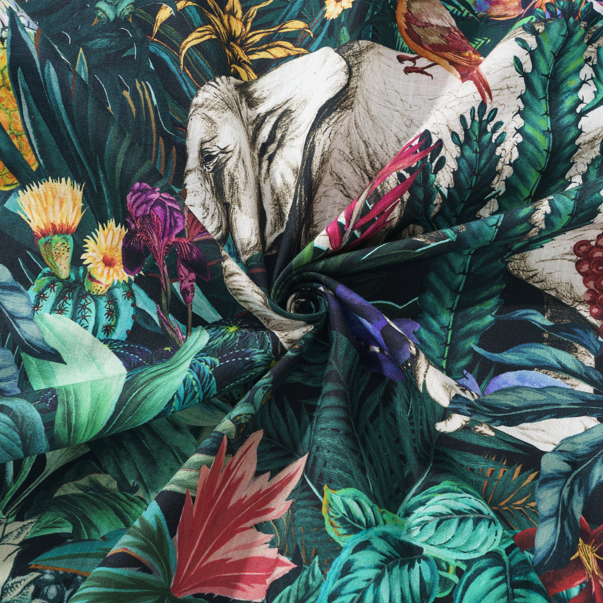 Jungle Enchantment Menagerie Chemise Aloha Hawaïenne à Manches Courtes en Coton 100% pour Hommes avec Col Camp