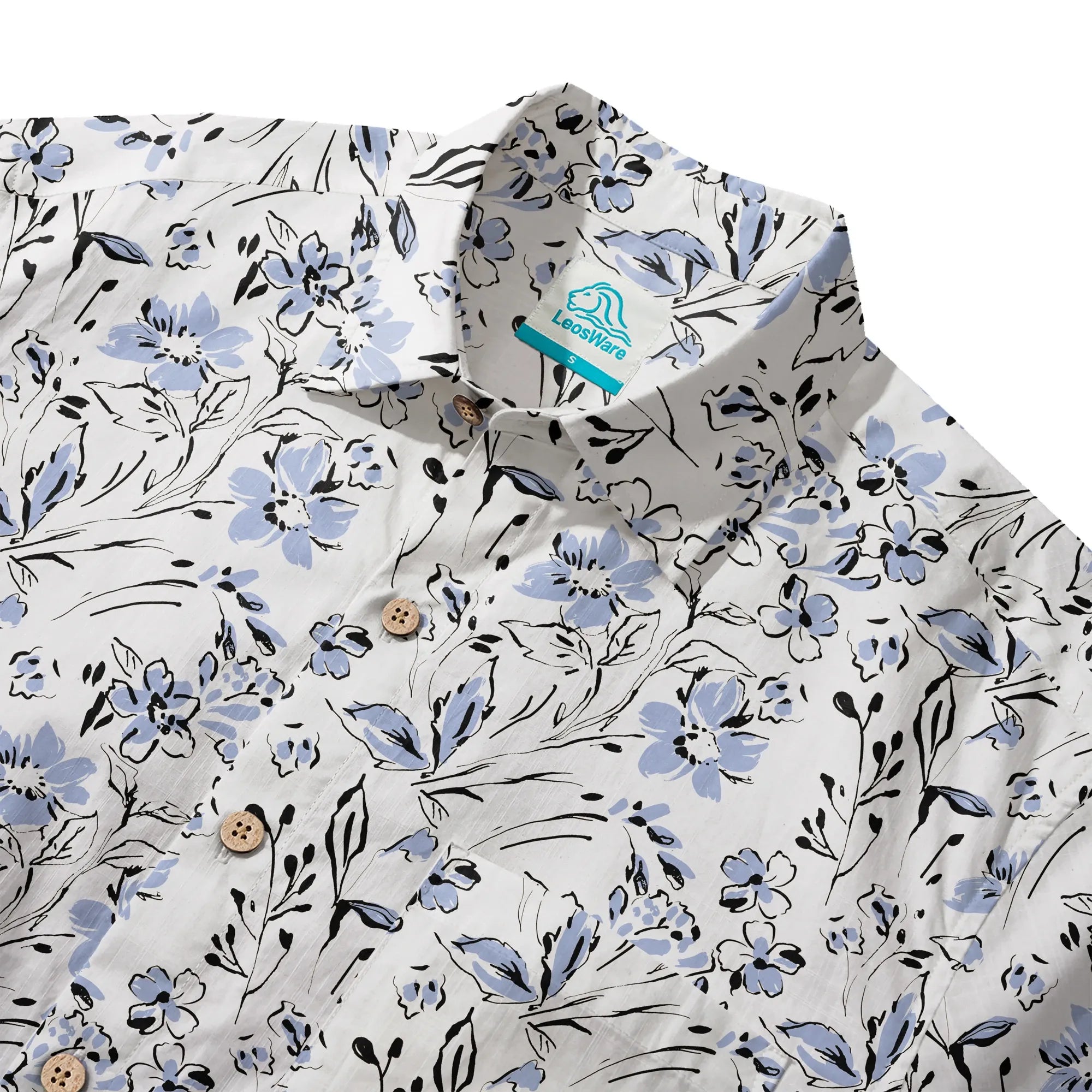 Short Sleeve Blue Aloha Hawaiian Shirt for Men