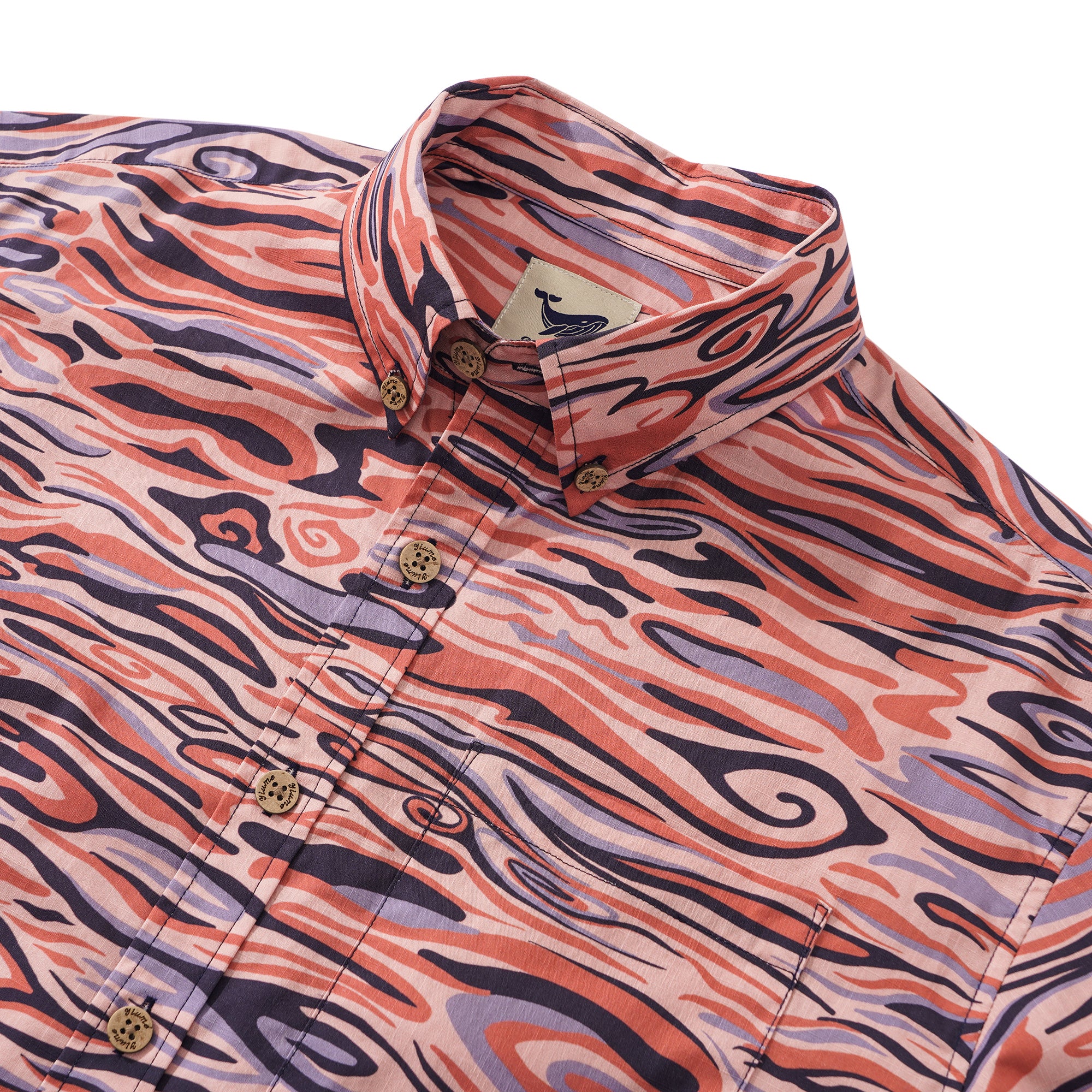 Herren Pink Hawaiian Shirt Kurzarm Button-Down 100% Baumwolle Aloha Drache Segen