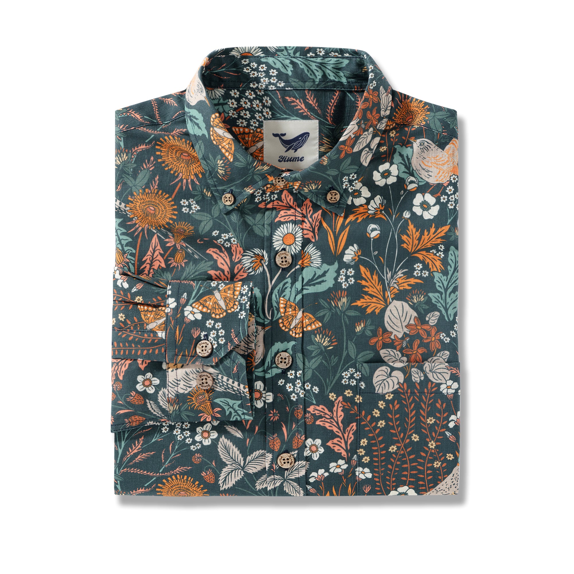 Herren Hawaiian Shirt Der Fasan, Zaunkönig und Schmetterling von Abigail Bryan Baumwollhemd mit Knöpfen Langarm Aloha Shirt