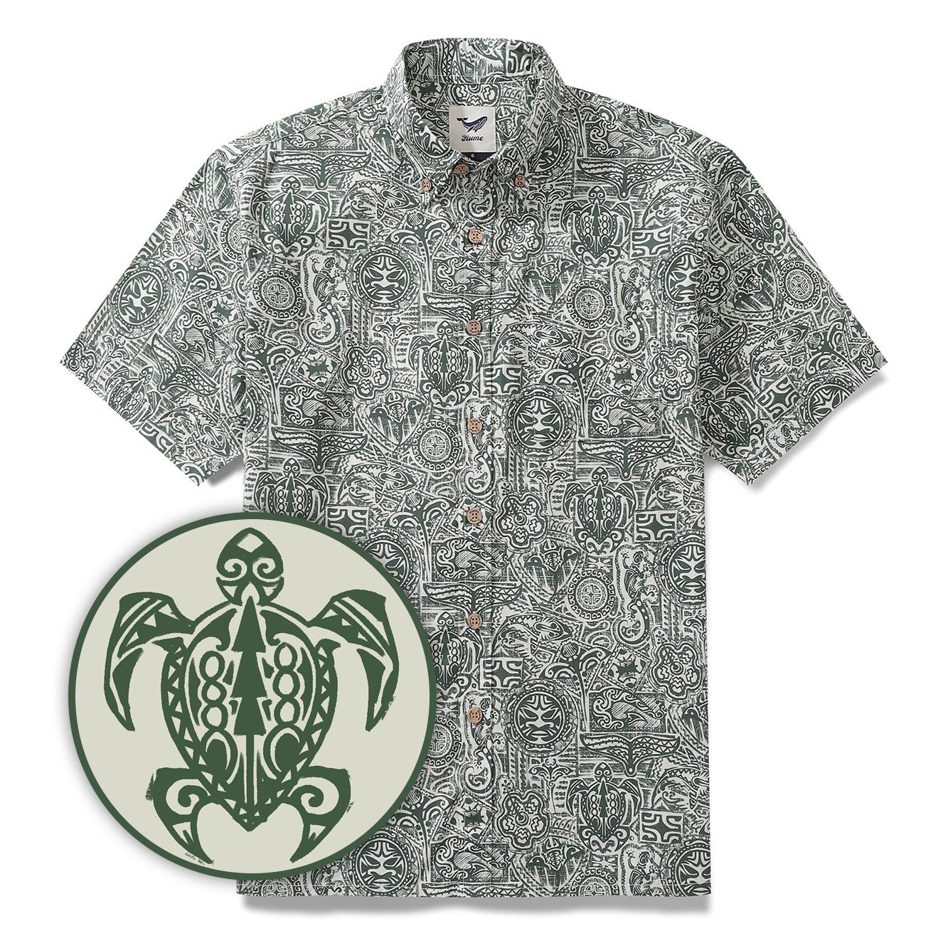 Tiki Shirt Men's Vintage Hawaiian Shirt Cotton Button-down Short Sleeve Aloha Shirt Guardian Totem