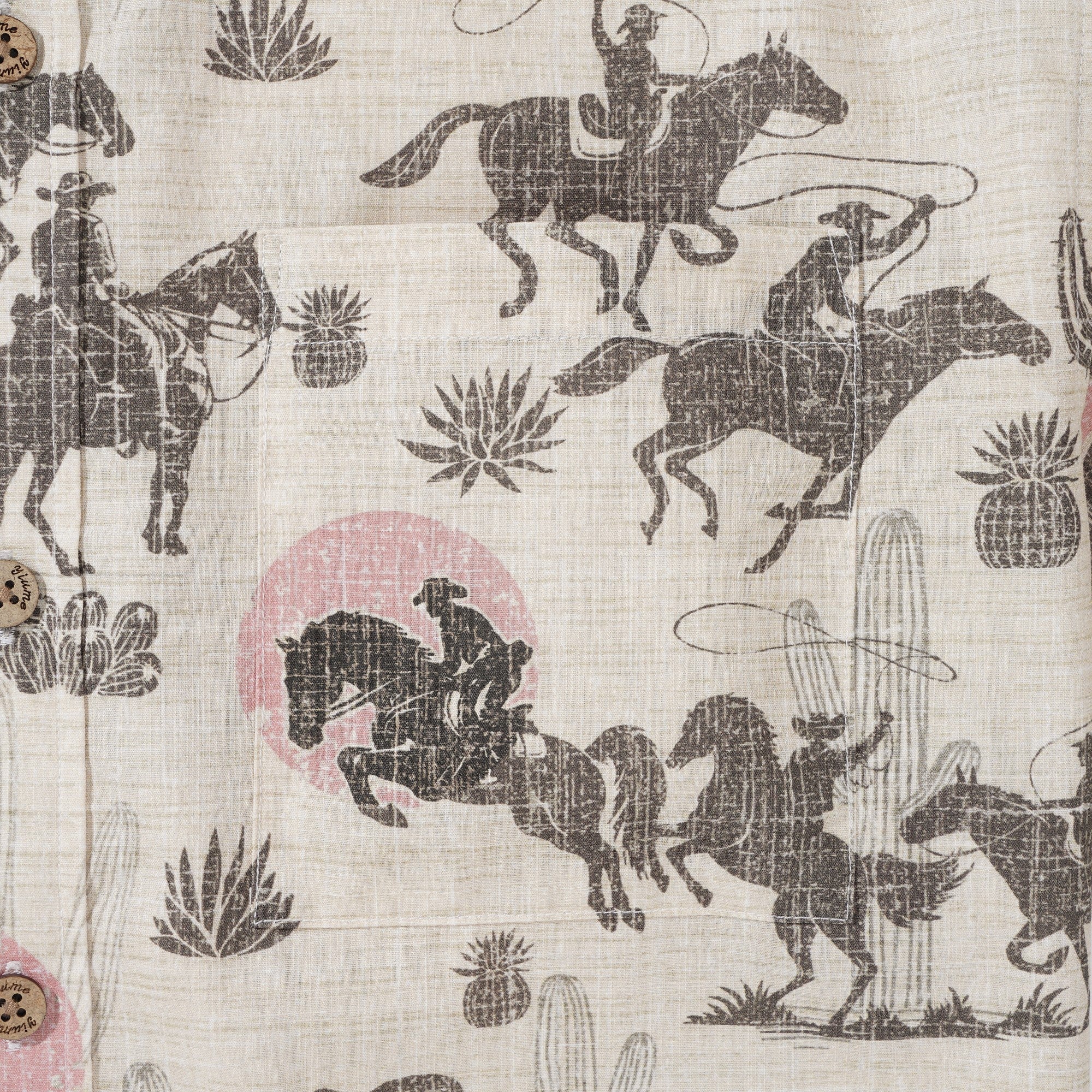 Men's Hawaiian Shirt Short Sleeve Button-down 100% Cotton Brown Aloha Western Cowboy