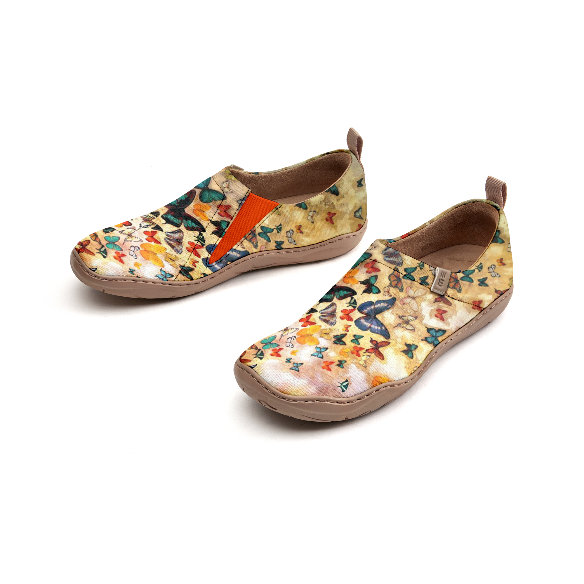 Yiume Frauenkunst Blumen-On-Gelegenheits-Leinwand Sneakers Vintage gelb Schmetterling Frauenschuhe gestrichen Vintage Butterfly