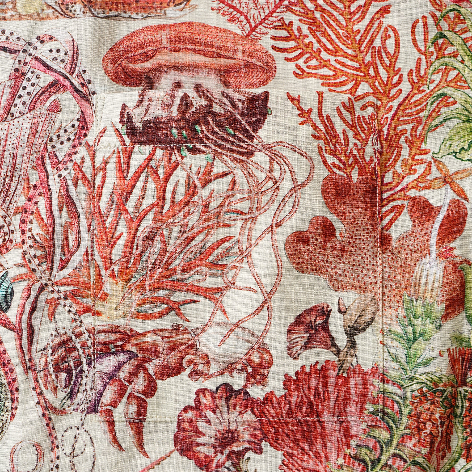 Traumhafte Meere 100% Baumwolle Herren Kurzarm Hemd mit Knöpfen Beige Aloha Hawaiian