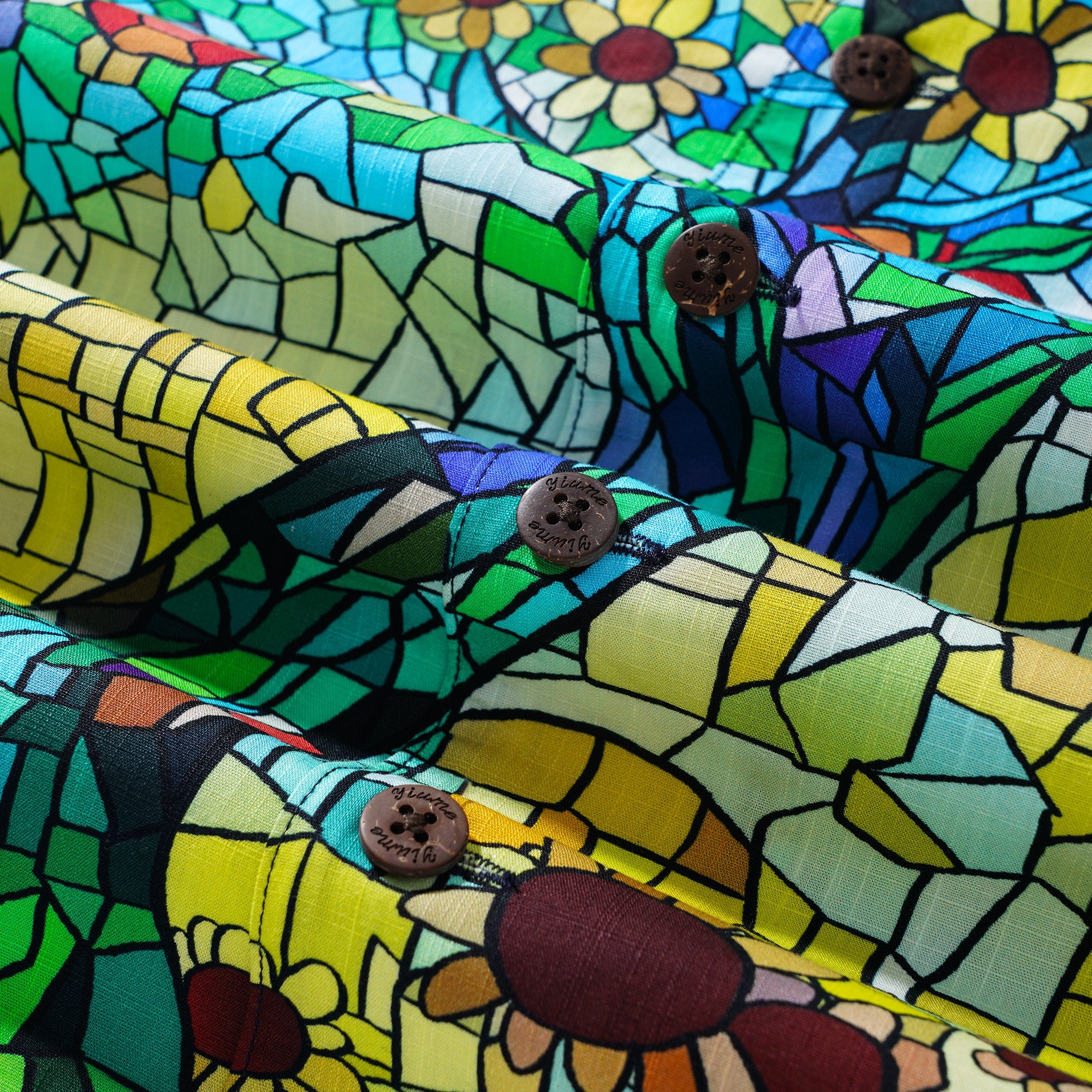 Collier de camp à manches courtes à manches courtes pour hommes 100% Blue Blue Blue en verre ensoleillé