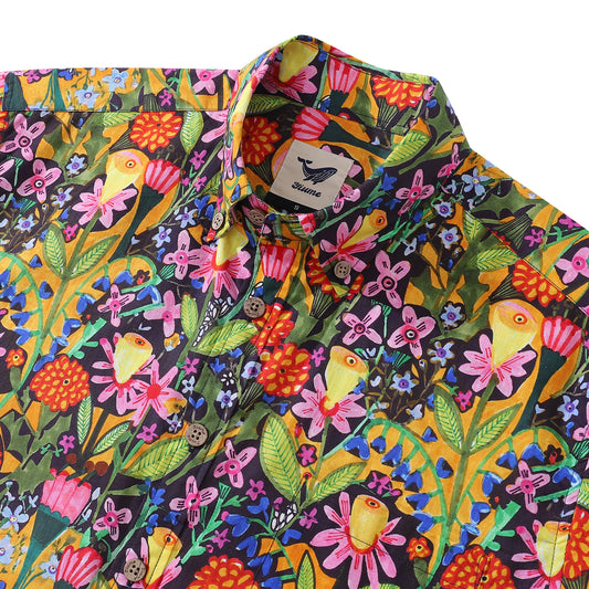Hawaiian Shirt für Männer Mango Flower Fusion von Sharon Nullmeyer Button-down Hemd Kurzarm 100% Baumwolle Aloha Hemd