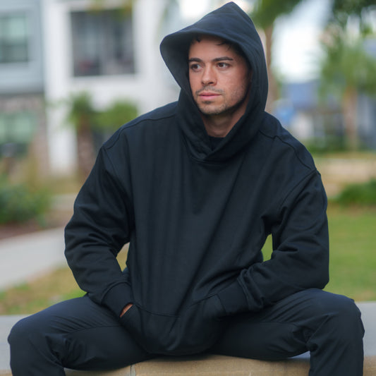 Solid Color Hoodie For Men Classic Basic Hoodie - BLACK