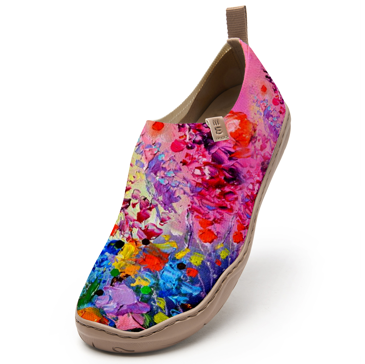 Yiume Frauenkunst Slip-on-Schuhe bequeme atmungsaktive Strick-Freizeitschuhe, Pastellblatt Ozeanblüte