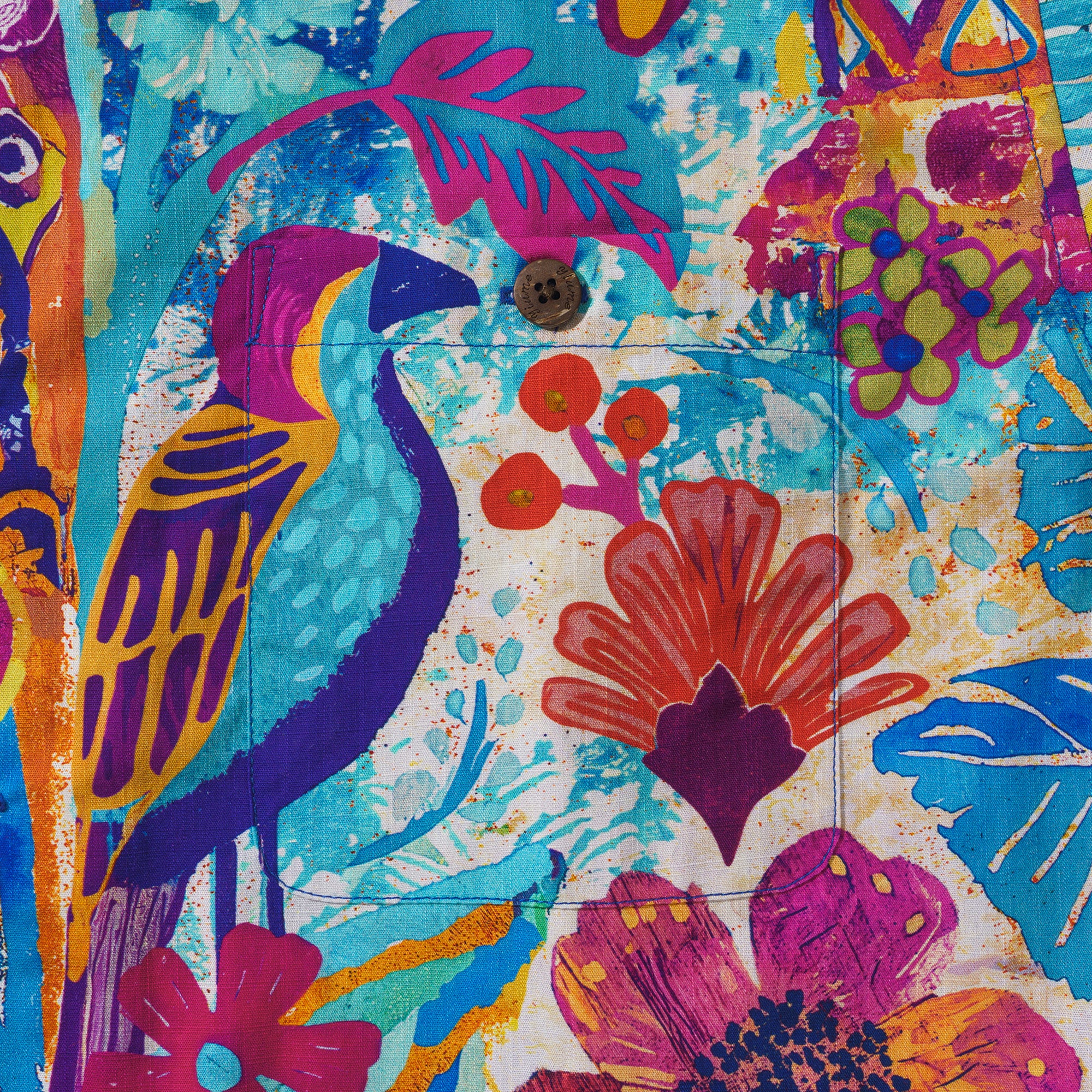 Chemise hawaïenne tropicale 100 % coton pour homme, à manches courtes, col camp, bleue, chemise Aloha