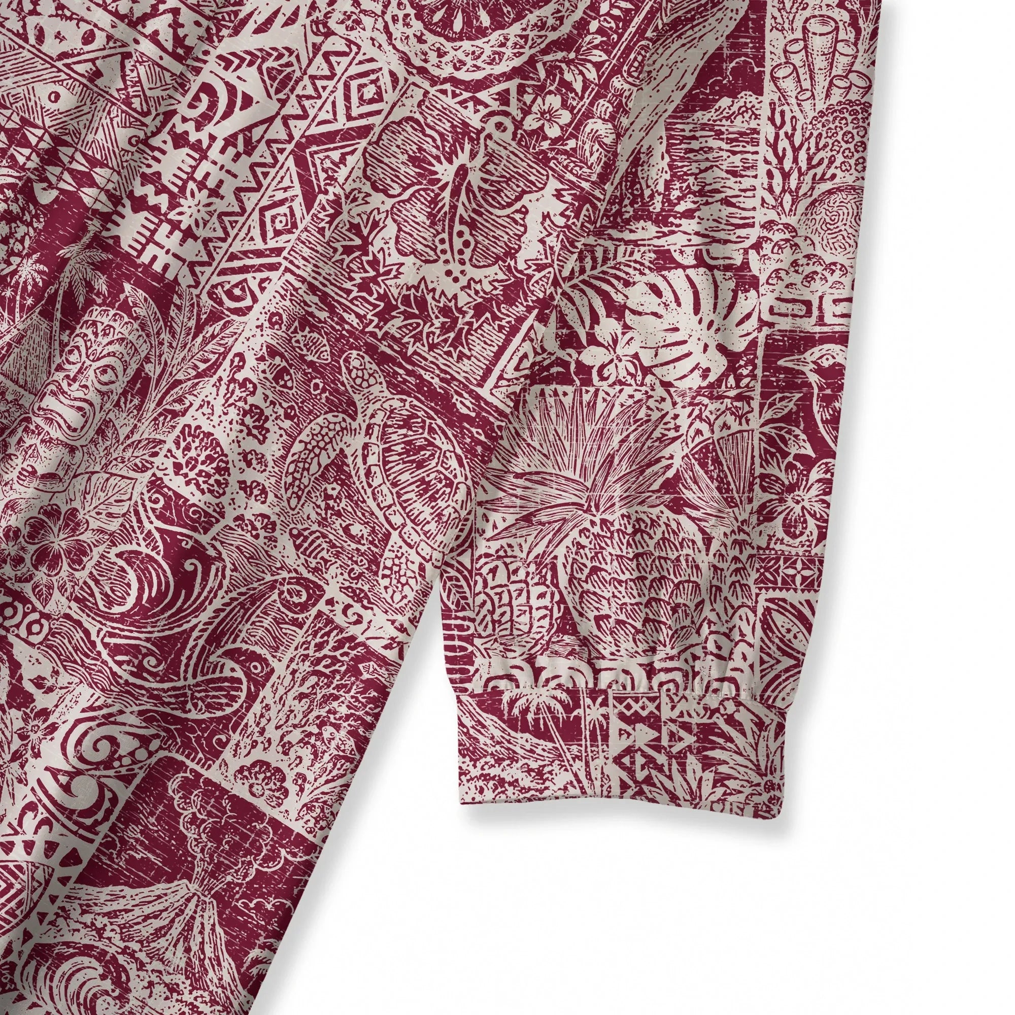 3/4 sleeve red aloha blouse, Hawaiian vintage style for women