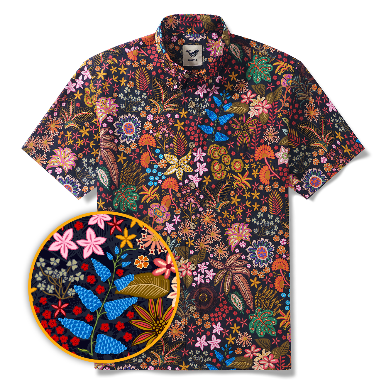 1950er Jahre Blumen Hawaiian Shirt 100% Baumwolle Herren Kurzarm Button-Down Aloha Shirt