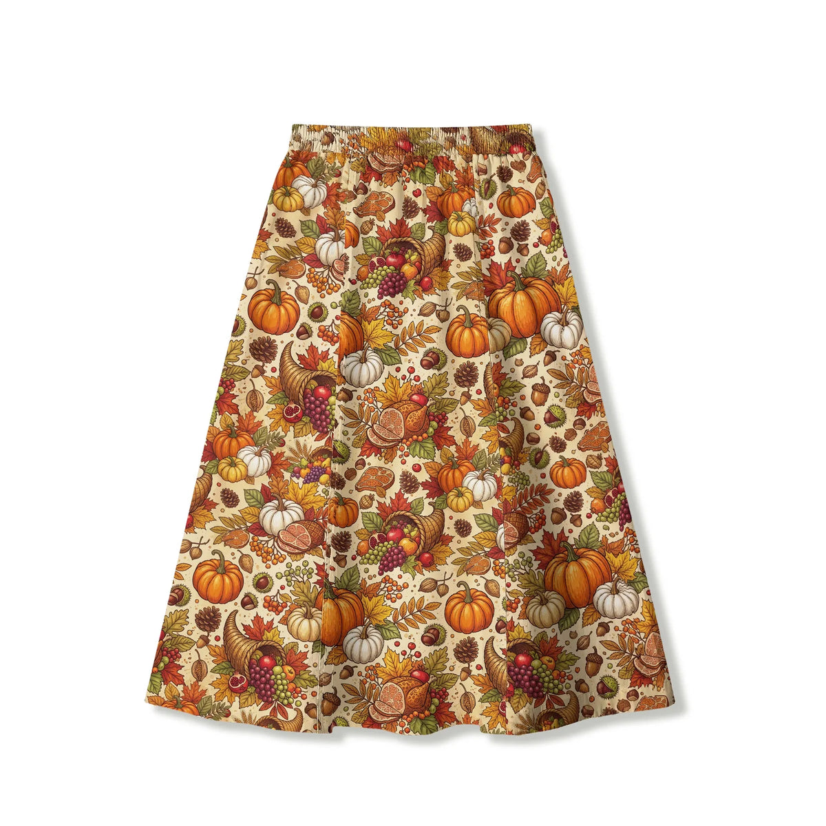 Thanksgiving themed skirt for women, orange cotton, pockets